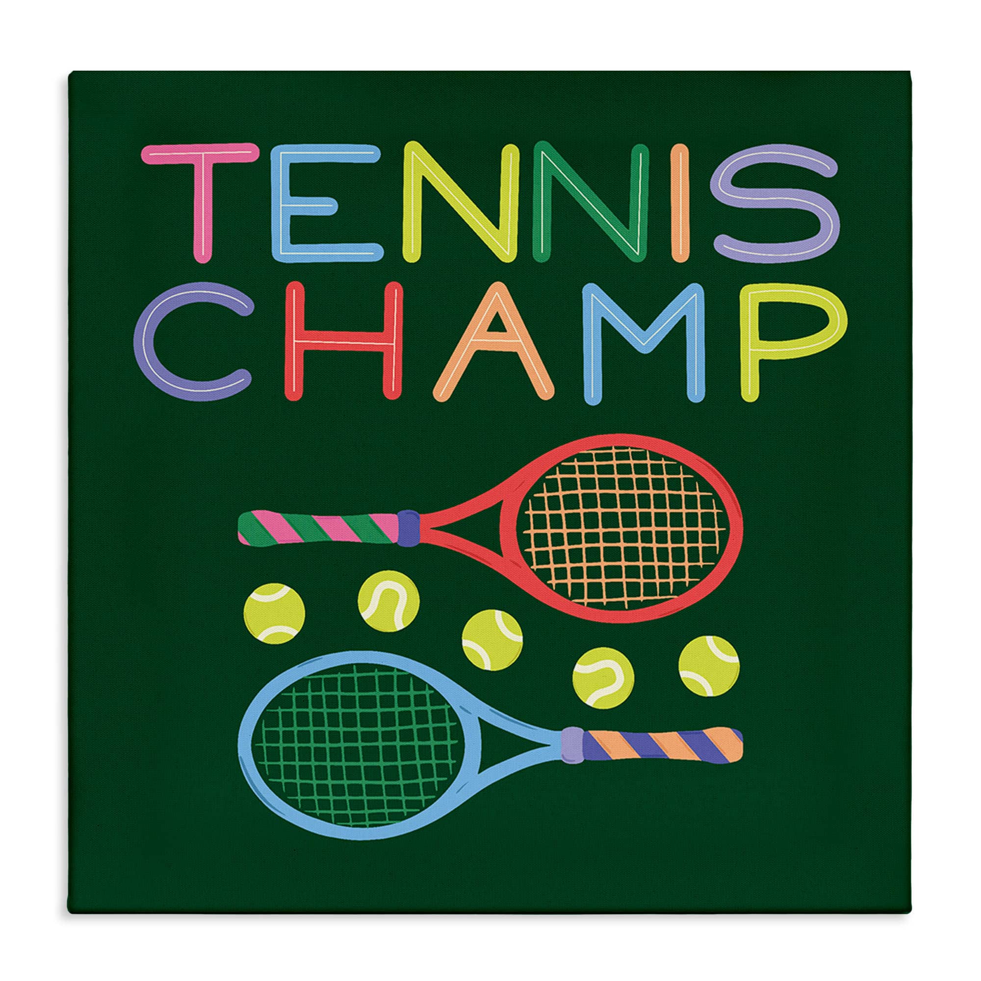 Stupell Industries BT-507-CN-24X24 Tennis Champ Racket and Balls Canvas Wall Art By Sazerelli Designs 24 x 24