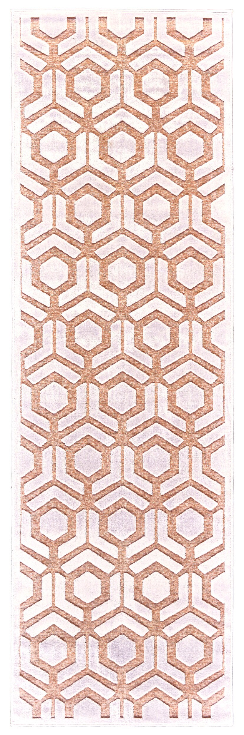 Room Envy 680R3498BLHWHTI6A 2 x 8 (ft) Loomed Rayon Pink/White Rectangular Indoor Geometric Runner rug