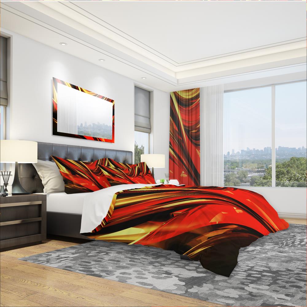 Designart BED3031-Q 3-Piece Red Queen Duvet Cover Set