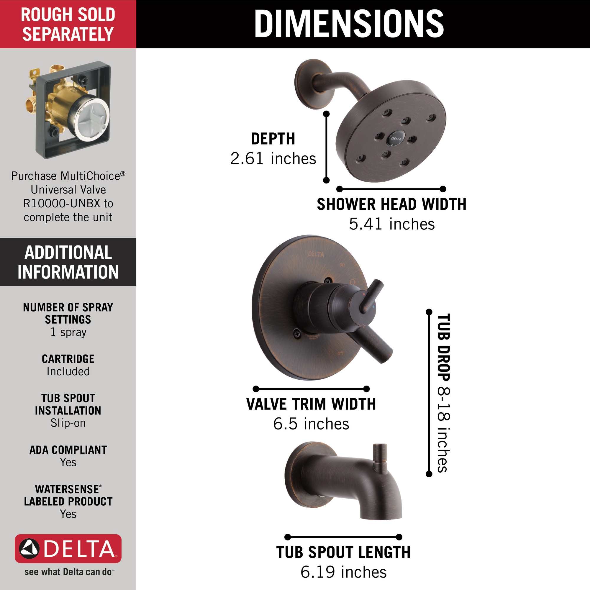 Delta T17459-RB Tub-Shower-Faucets - View #2