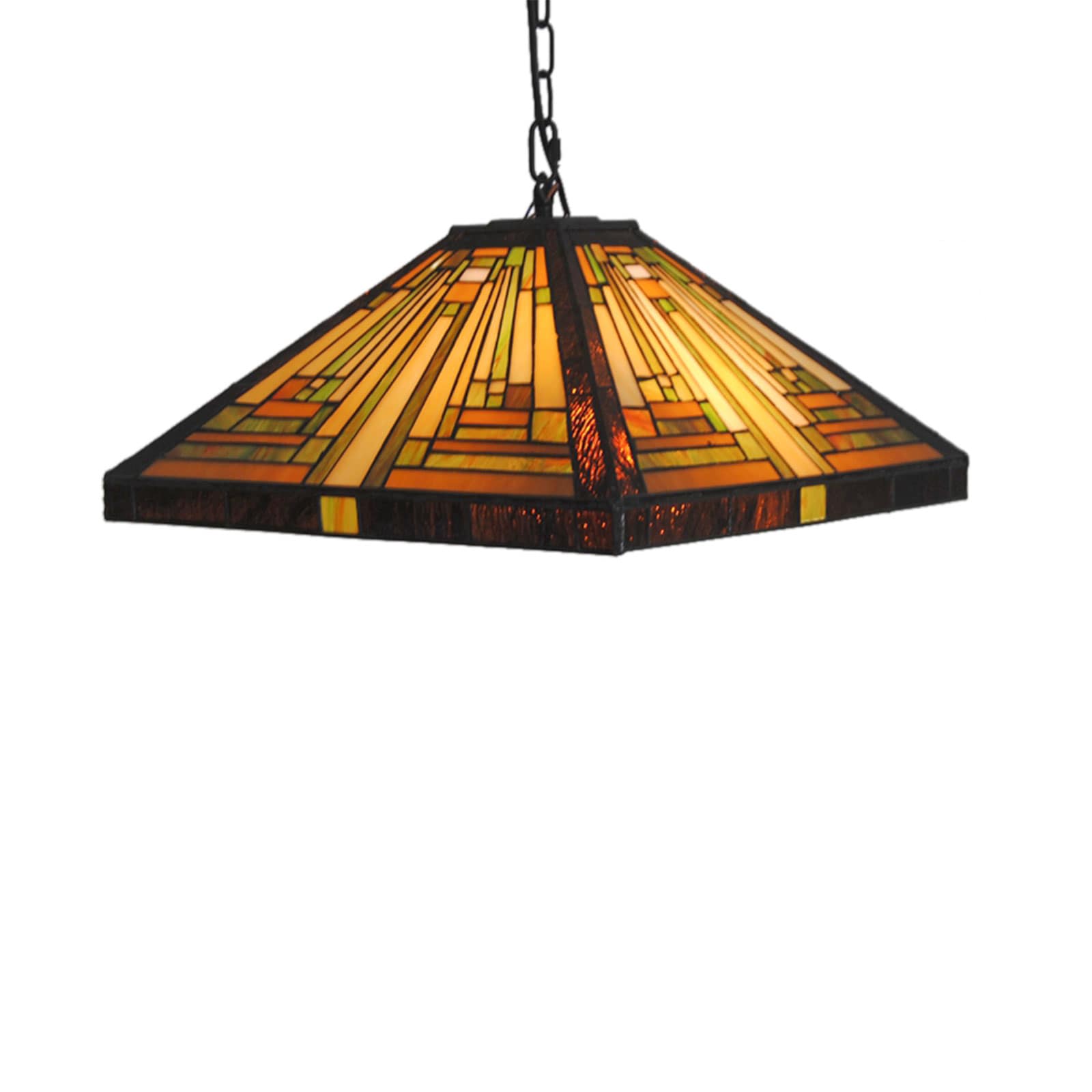 Bronze Tiffany-Style Mission 17" Glass Ceiling Pendant