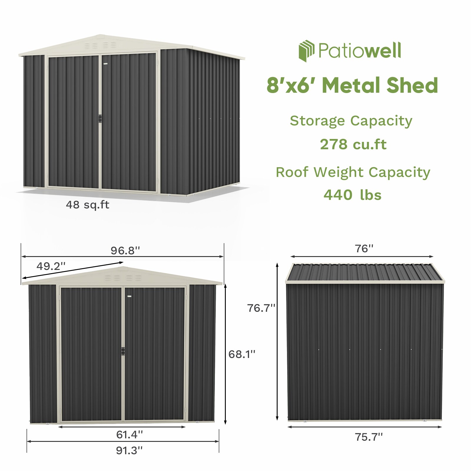 Patiowell Silvery Metal Storage Shed Tool Hanger Rack in the