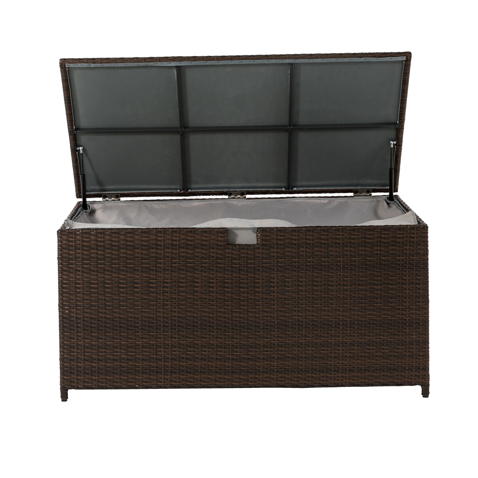 Glitzhome Outdoor Wicker Storage Box Brown Patio Cushion Storage Bin Deck Box for Cabinet and Coffee Table,140 Gallons 