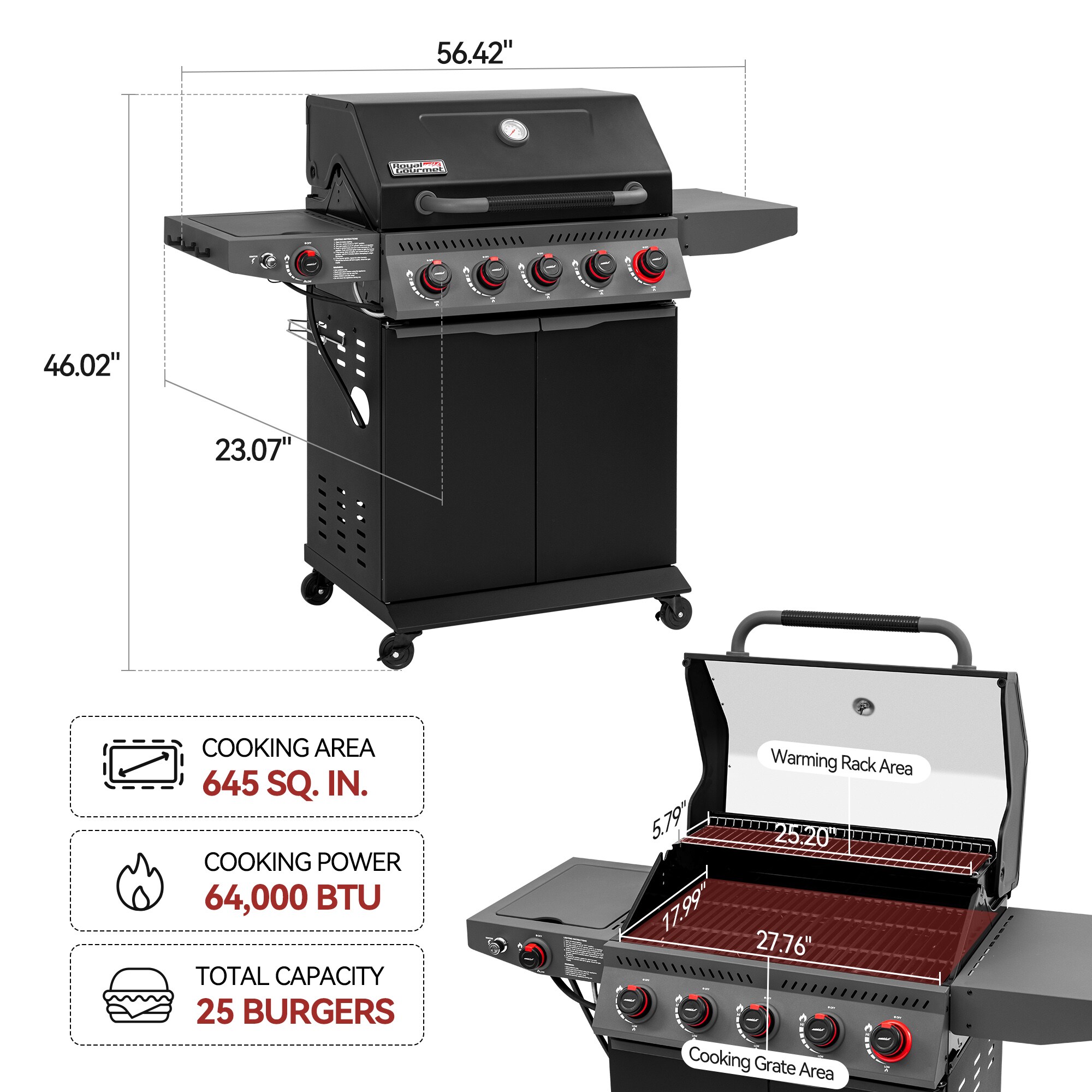 Royal Gourmet GA5407H Gas-Grill - View #19