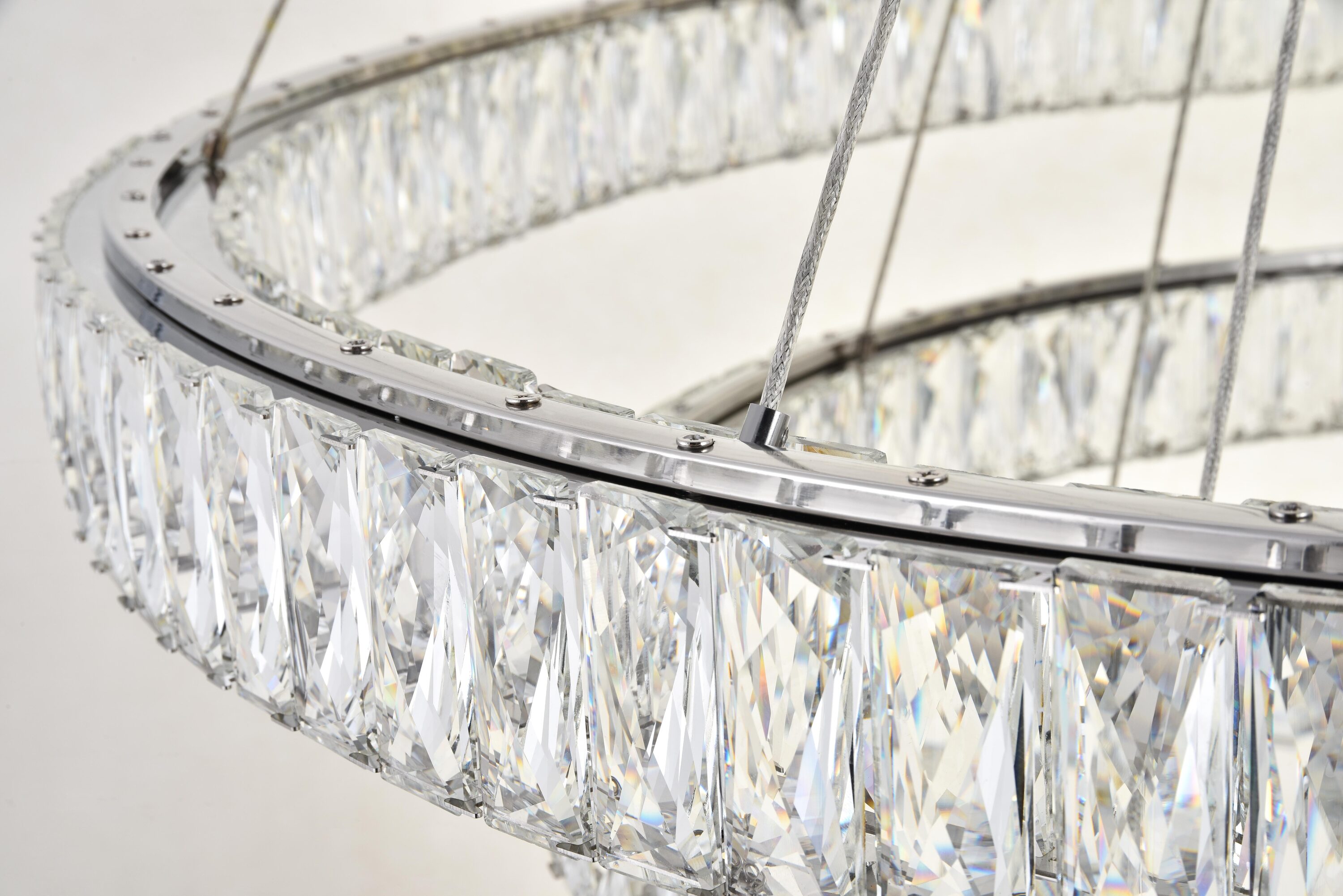 Monroe Chrome Drum LED Chandelier with Clear Crystals