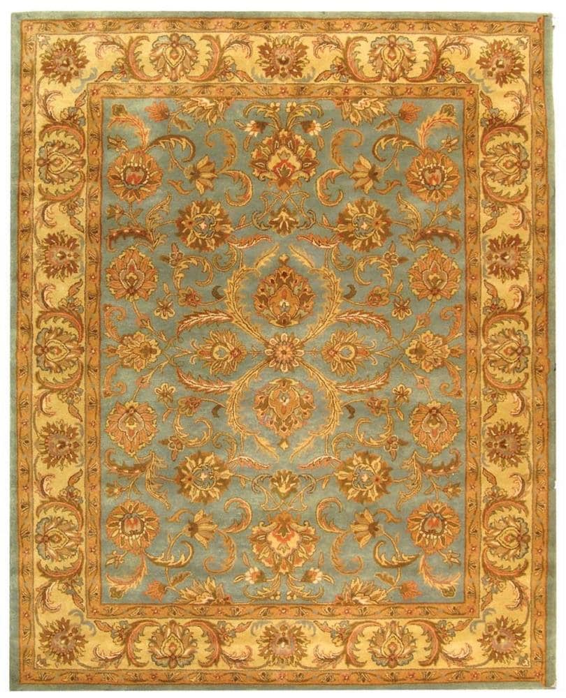 Safavieh HG811B-10 Heritage Laurette 10 x 14 (ft) Tufted Wool Blue/Beige Rectangular Indoor Floral/Botanical Oriental Area rug