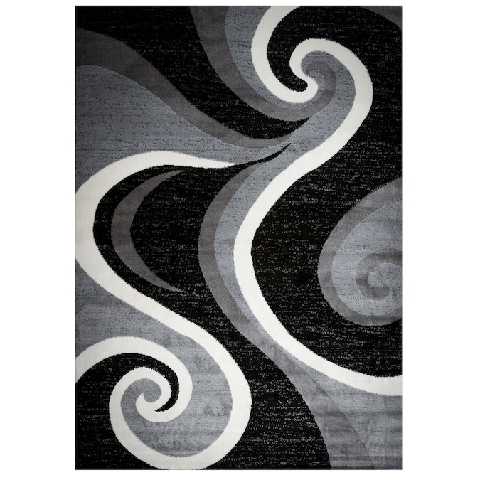 Gray Black Indoor Abstract Area Rug, Black And Gray Rugs