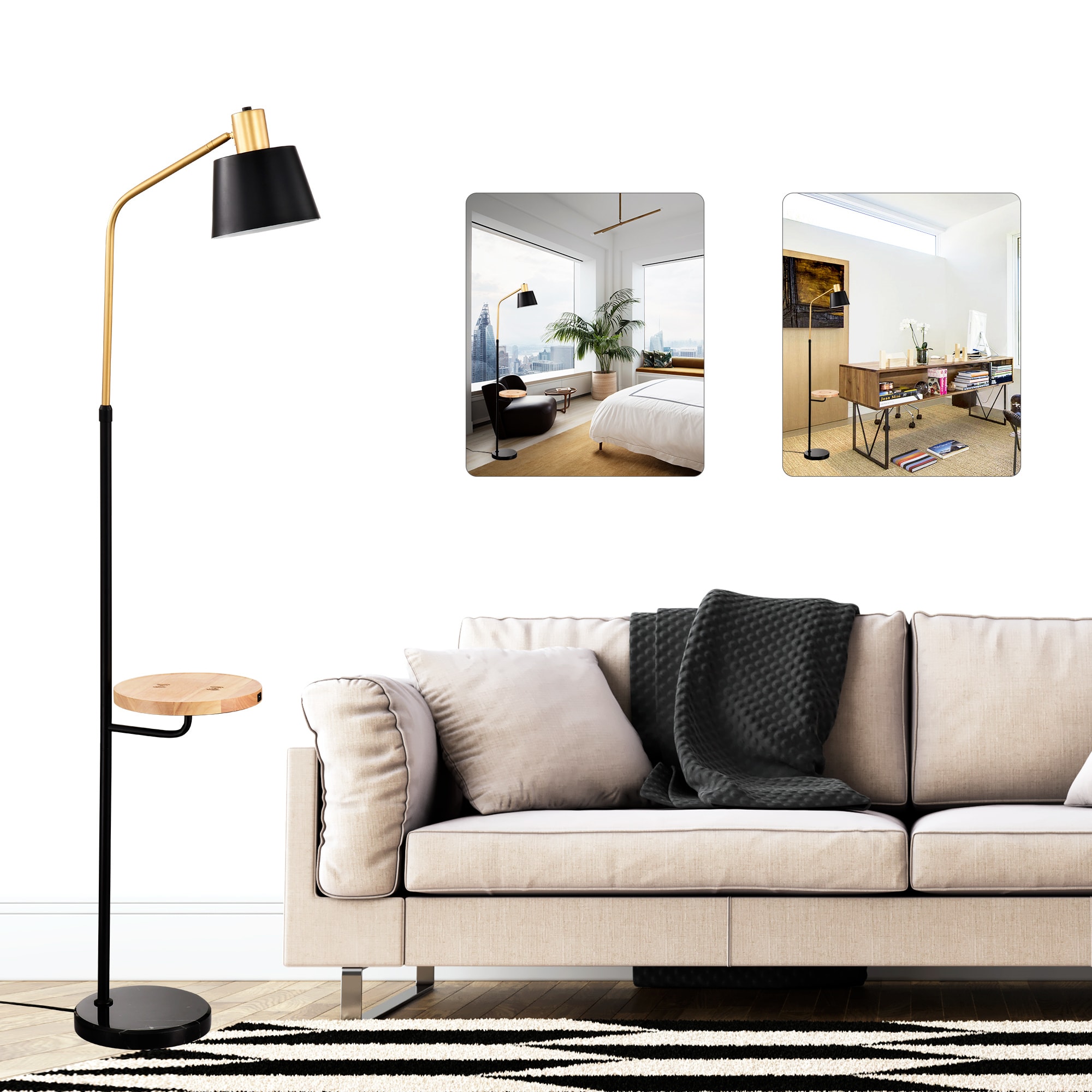BABOOM BOM-P189325-OR Floor Lamps 64-in Black Downbridge Floor Lamp with Metal Shade