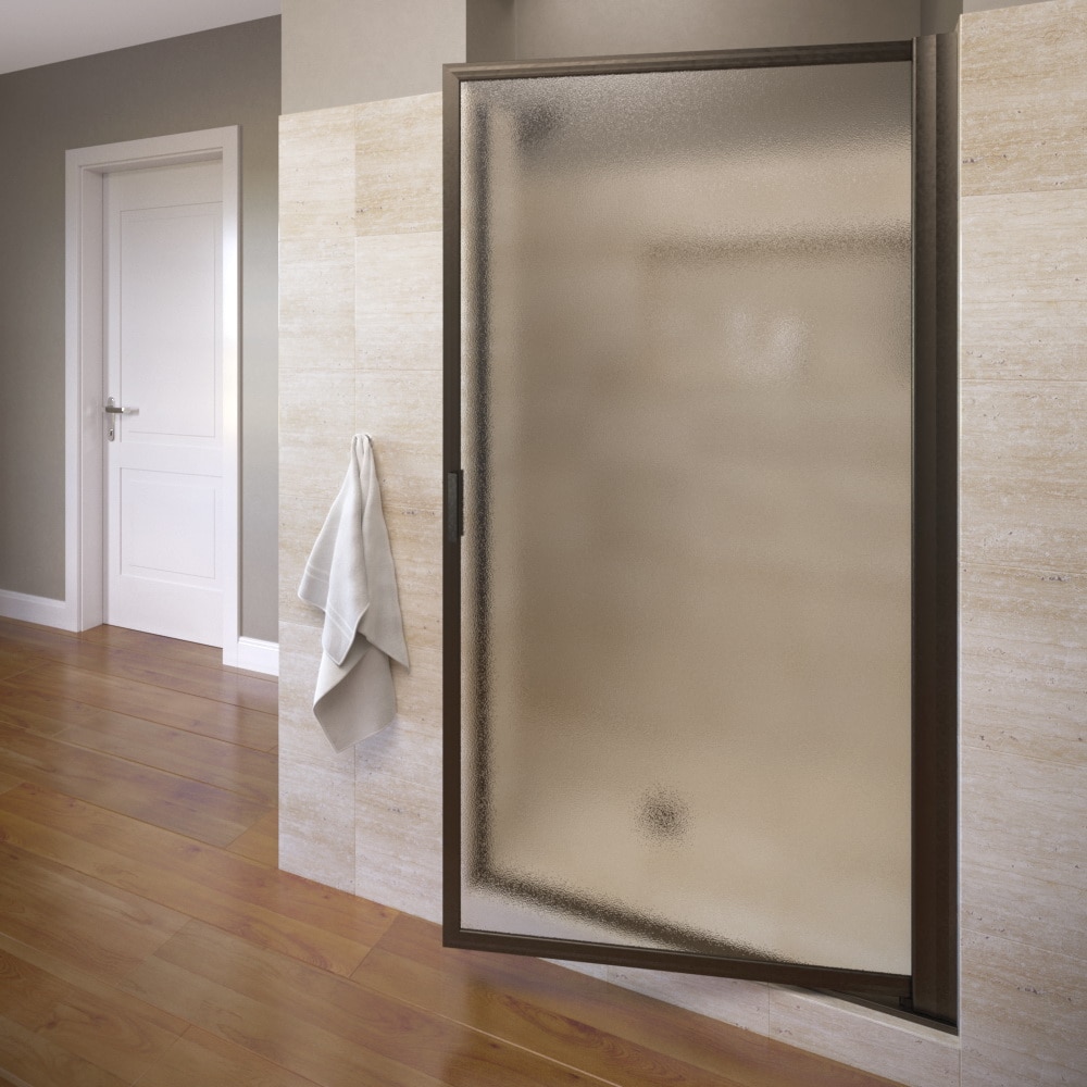 Basco SOPN00A3163OBOR Sopora Oil-rubbed bronze 29-5/8-in to 31-3/8-in W x 63.5-Inches H Framed Pivot Shower door 3/16-in Thick Frosted/Patterned Glass