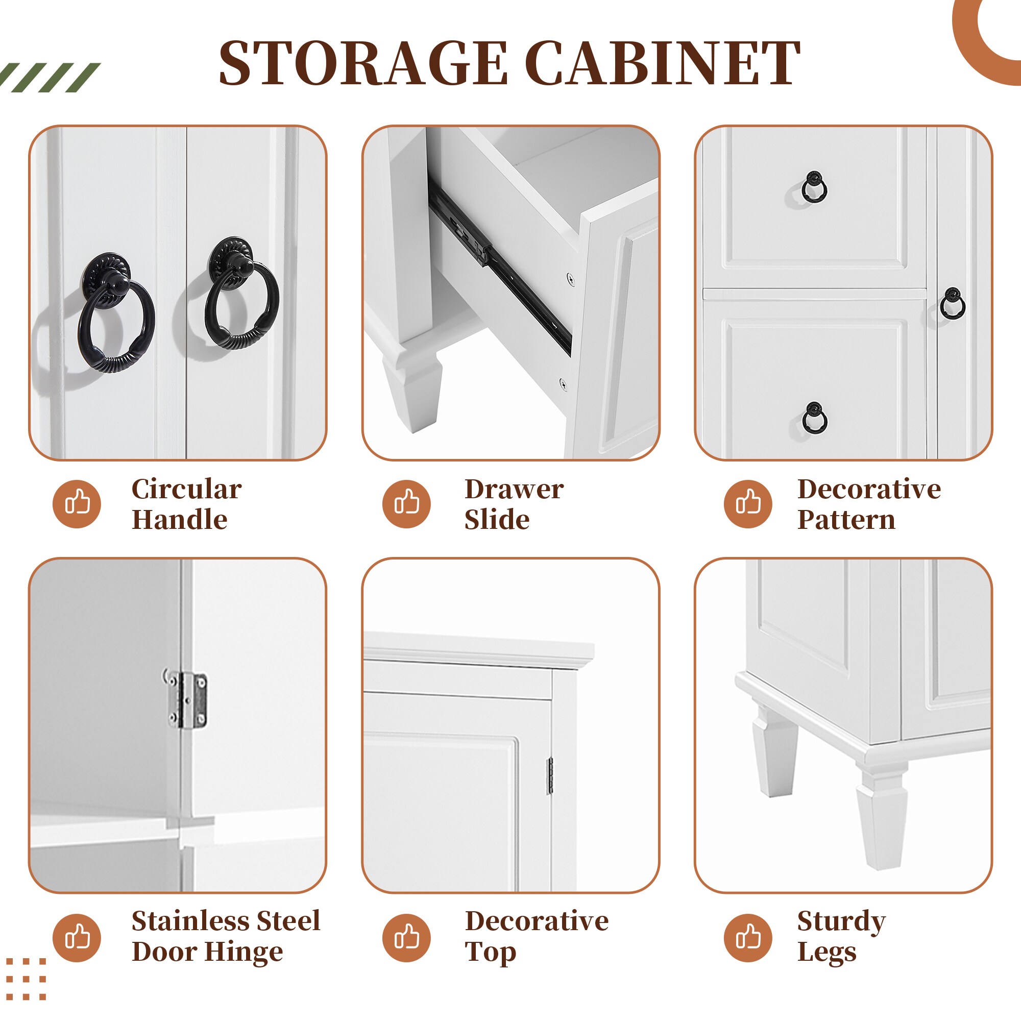 Hrinhom BA09-WHITE Linen-Cabinets - View #6