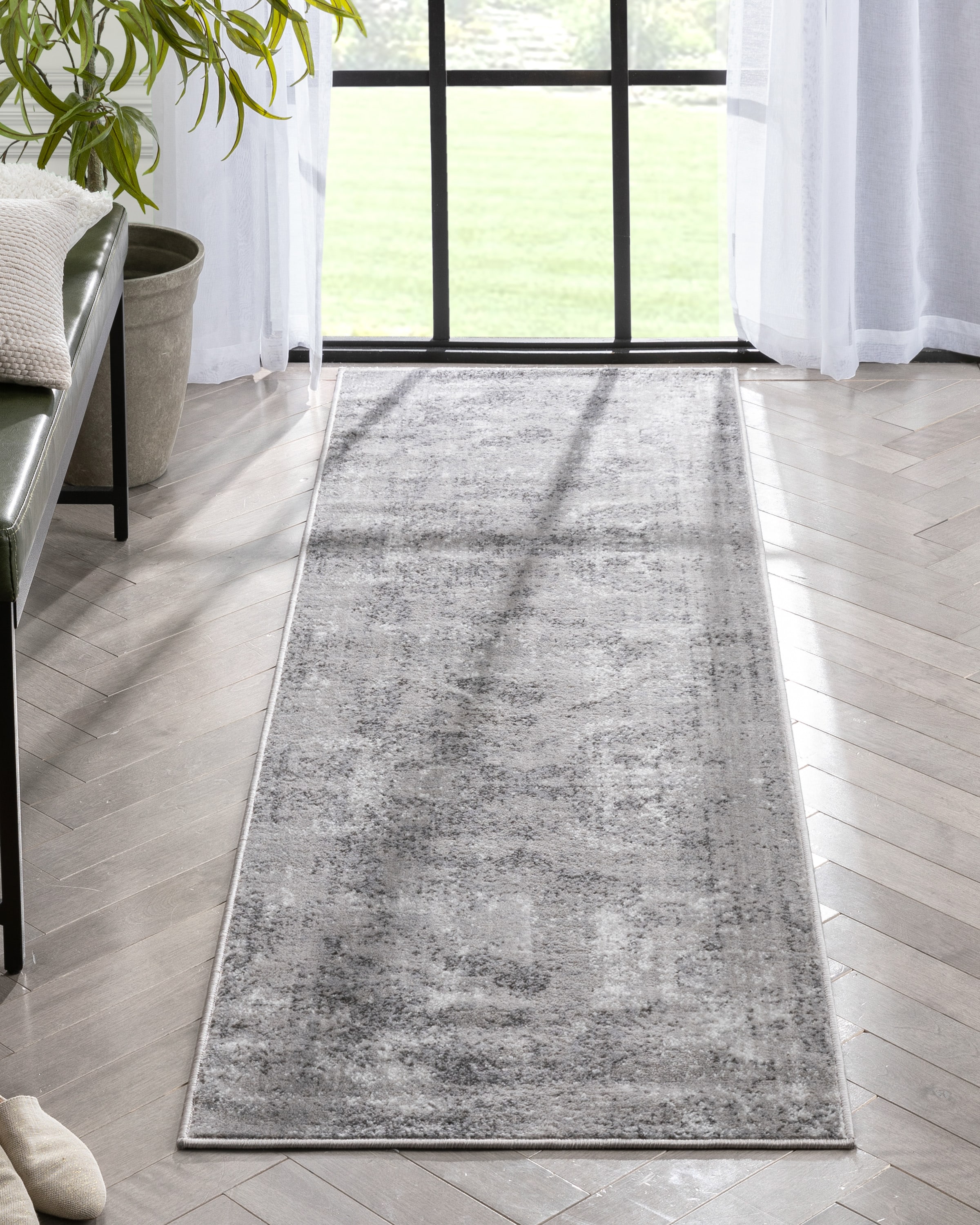 Well Woven ZAZ-27-2 Zazzle 2 x 8 (ft) Loomed Polypropylene Grey Rectangular Indoor Floral/Botanical Vintage Runner rug