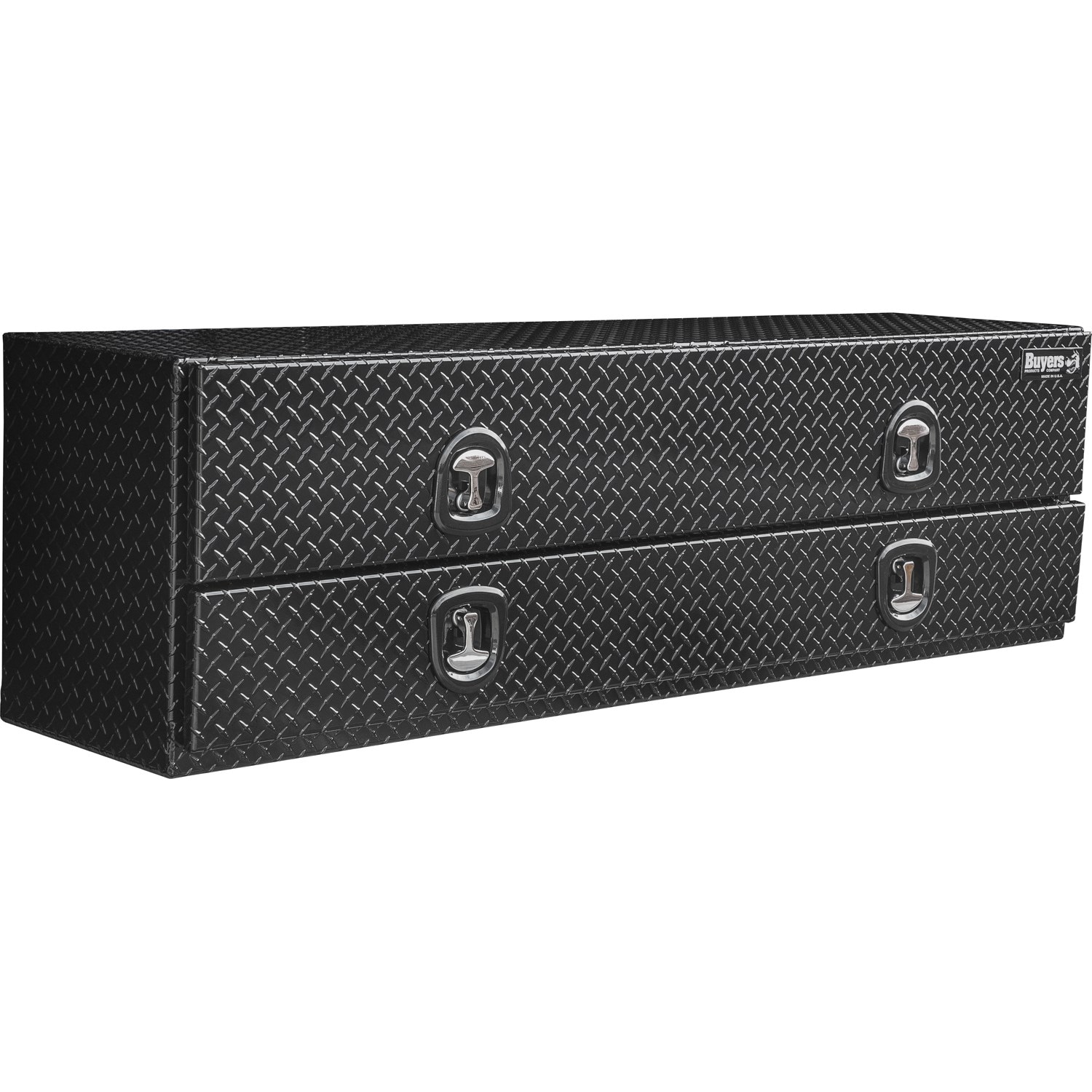 Buyers Products 1721583 18-in x 88-in x 21-in Gloss Black Diamond Tread Aluminum Top mount Truck Tool Box