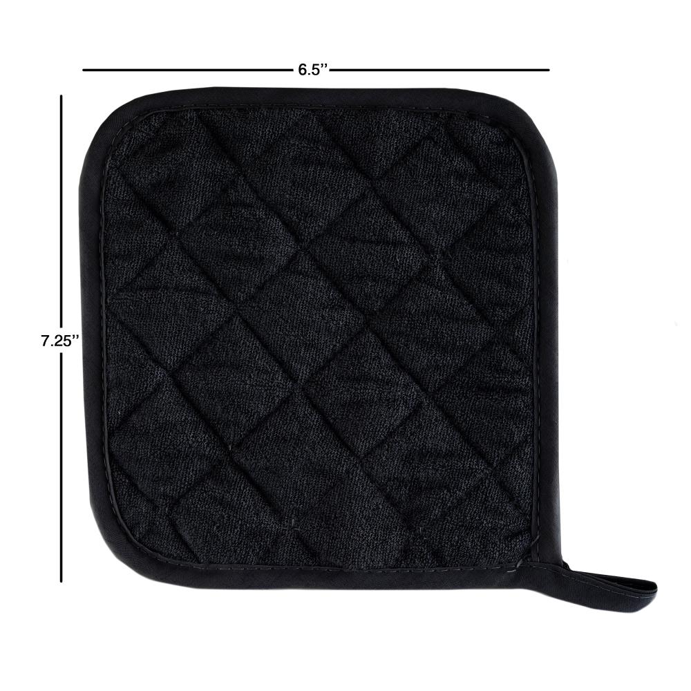 Hastings Home Pot Holder Set, 3 Piece Set of Heat Resistant Quilted Cotton Holders by (Black) 120175QWI