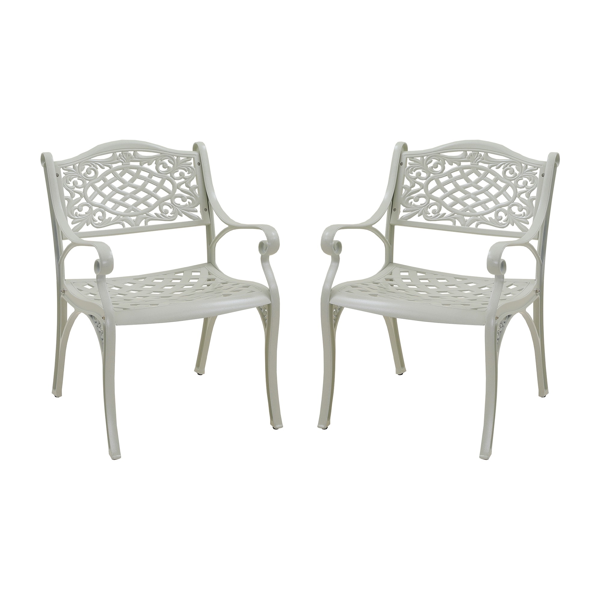 Clihome CL-BHF38CGY Aluminum Frame Stationary Dining Chair Set of 2 White Aluminum Frame Stationary Dining Chair with White Solid Seat