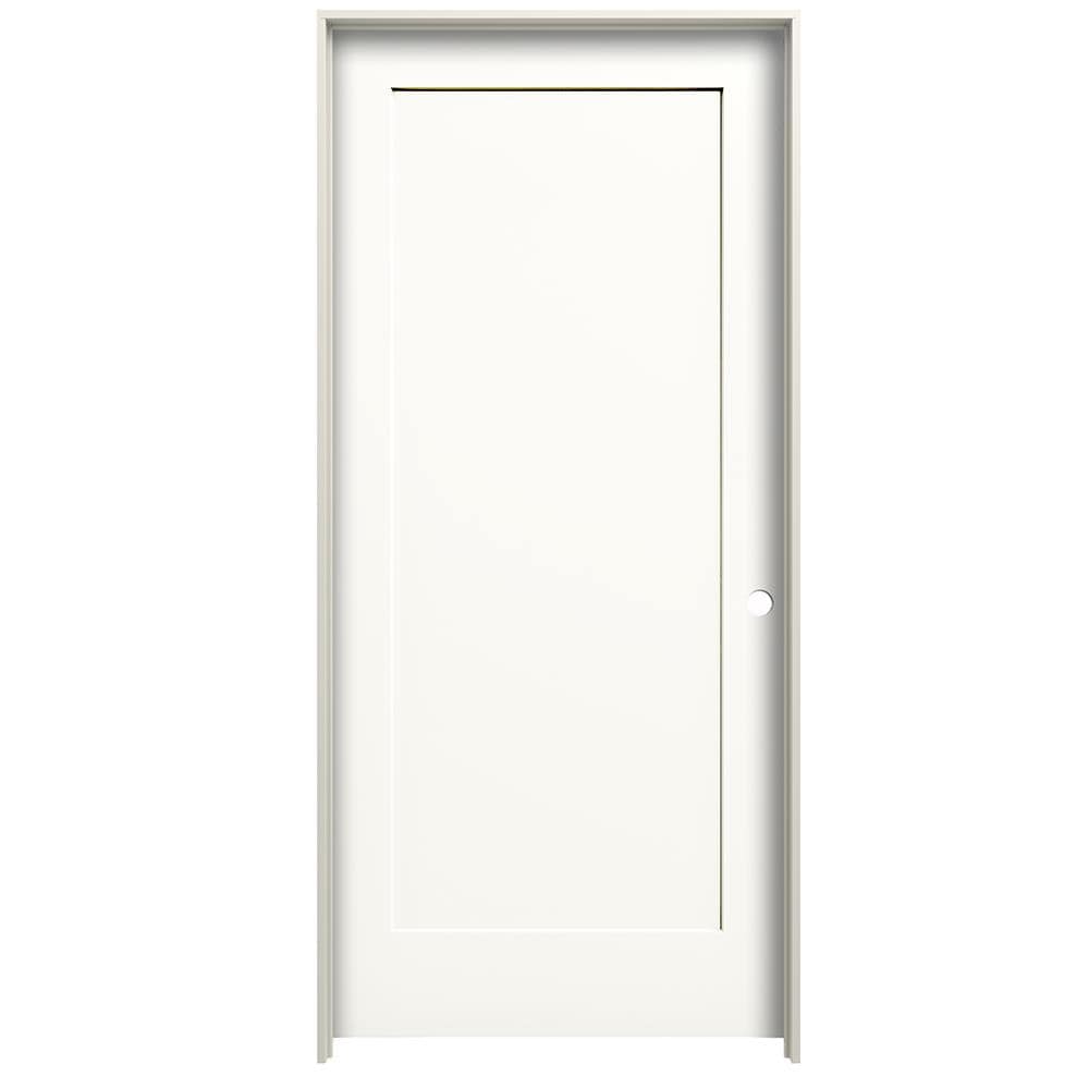 RELIABILT LO1002702 32-in x 80-in White Hollow core 1-panel Left hand Smooth Prefinished Molded composite Flat Jamb Single Prehung Interior Door
