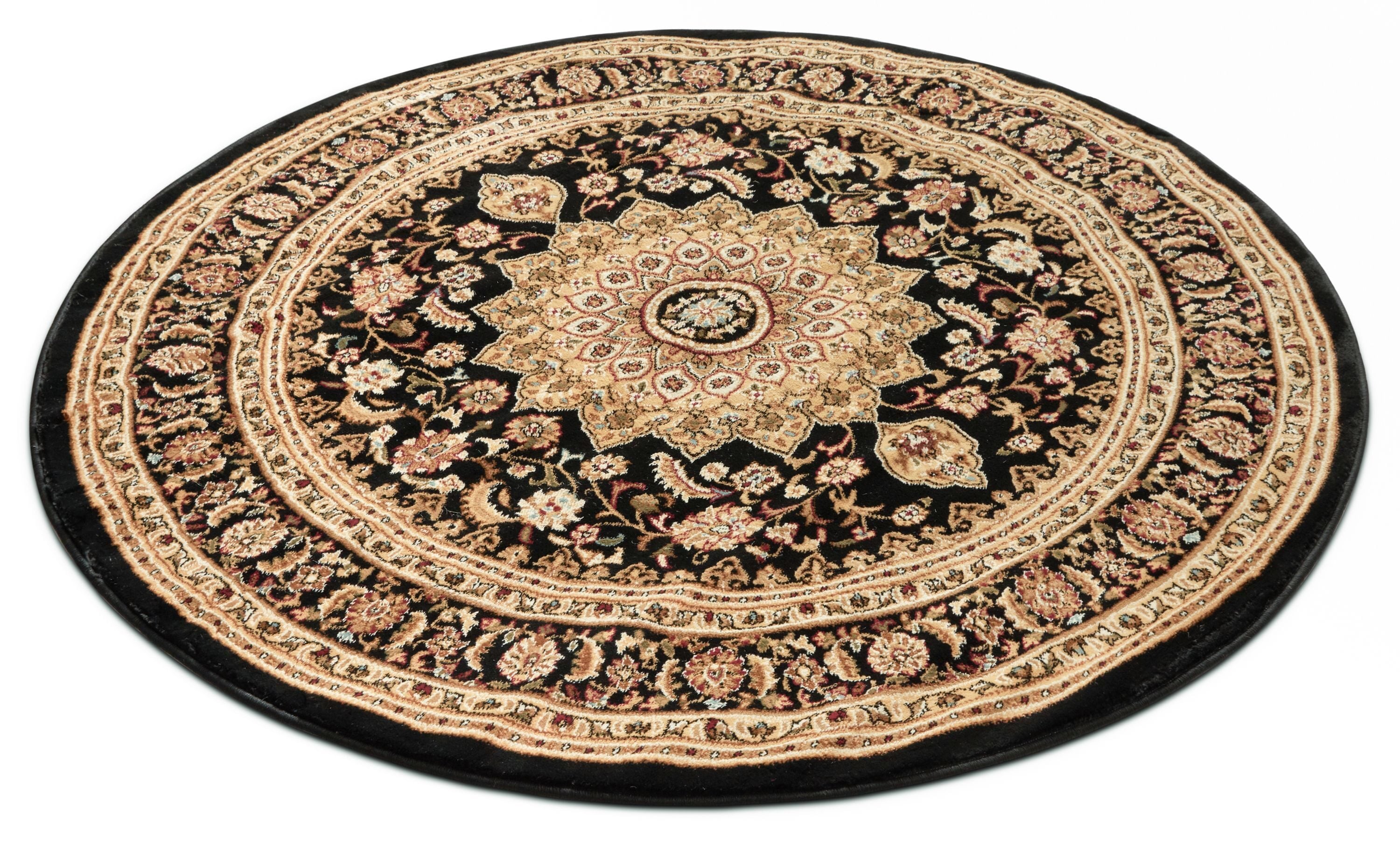 Well Woven 36430 5 x 5 (ft) Loomed Polypropylene Black Round Indoor Medallion Persian Area rug