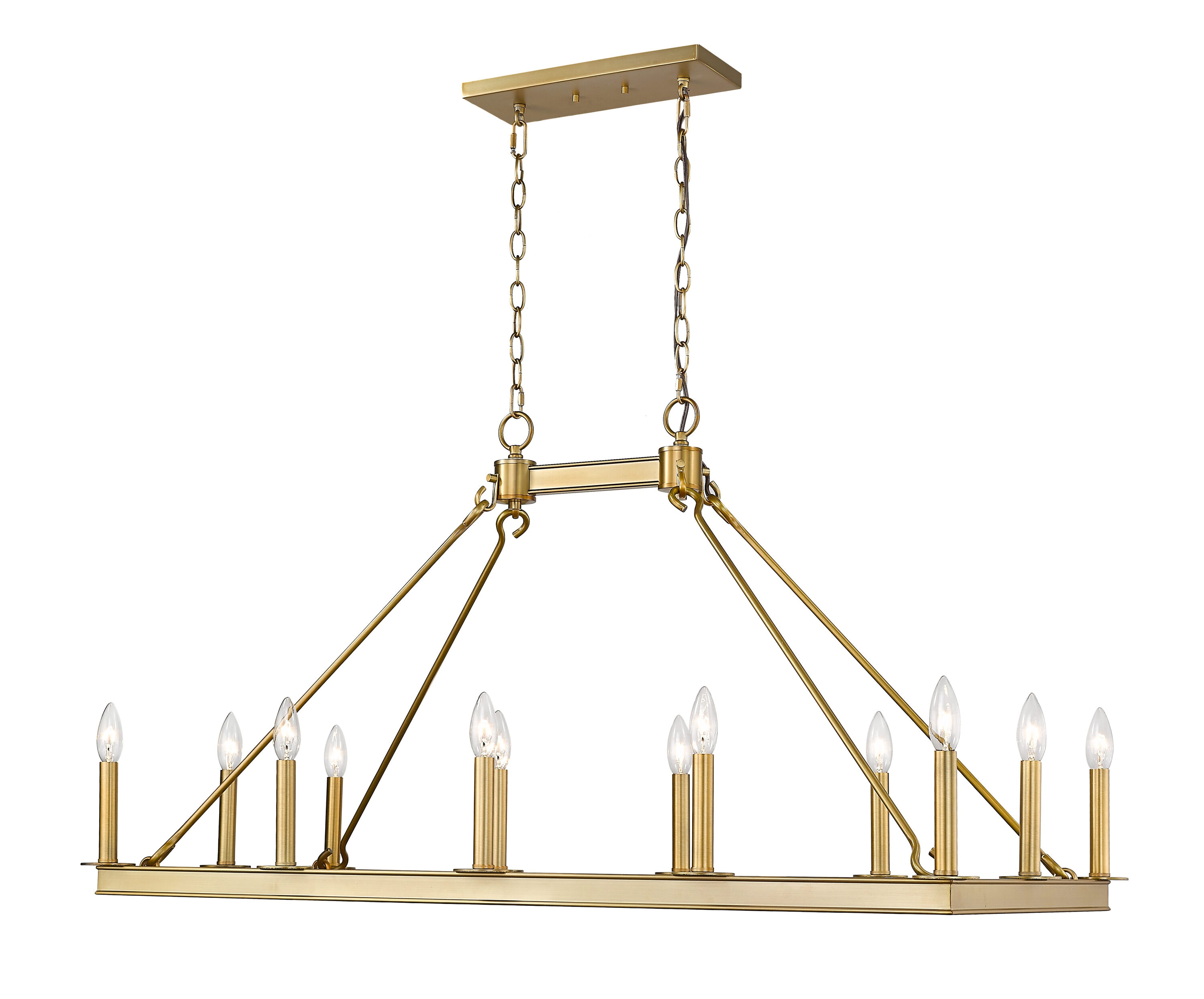Olde Brass 12-Light Rectangular Candle Chandelier