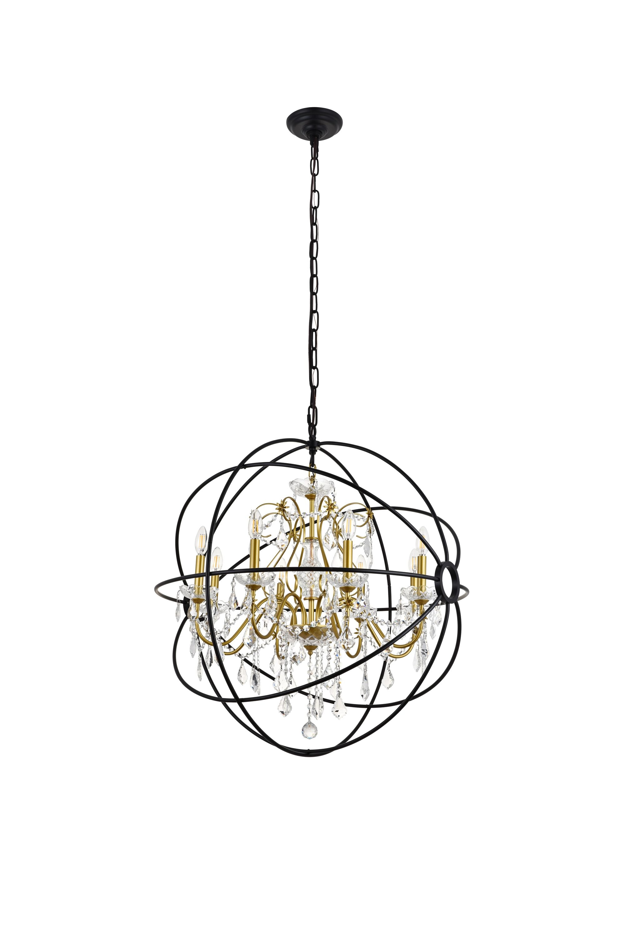 Cordelia 8-Light Black and Gold Crystal Pendant Chandelier