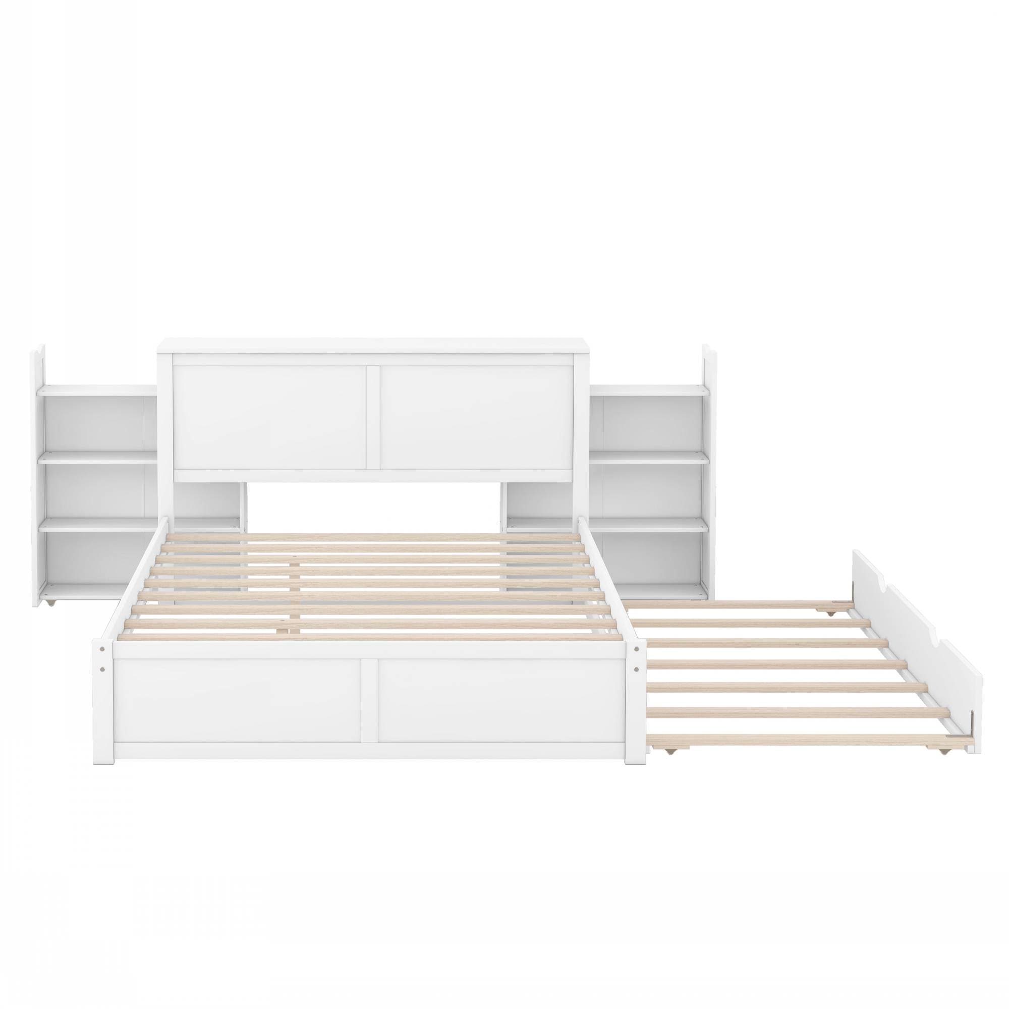 Yiekholo White Queen Wood Platform Bed With Storage In The Beds ...