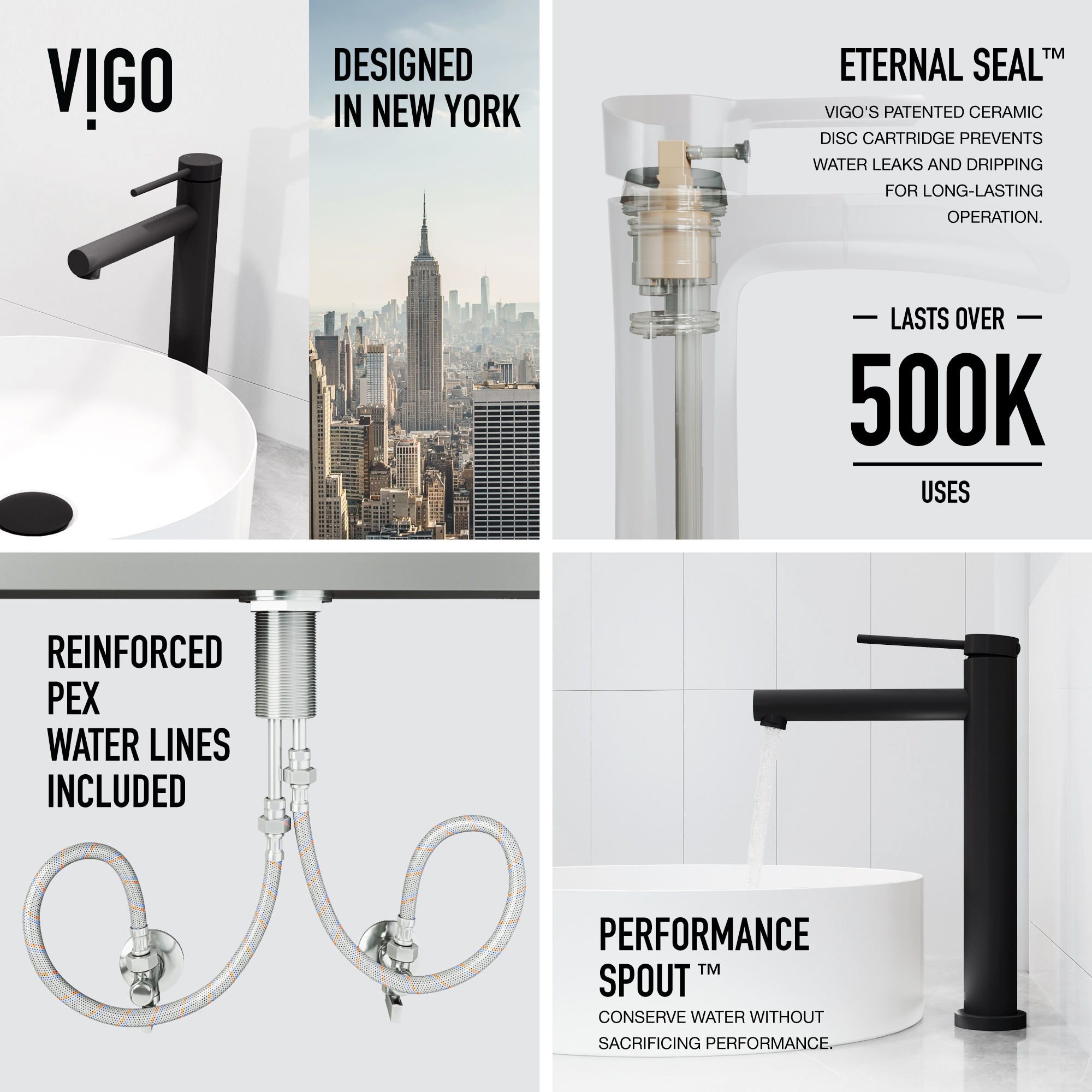Matte Black 11" Brass Single Handle Vessel Bathroom Faucet