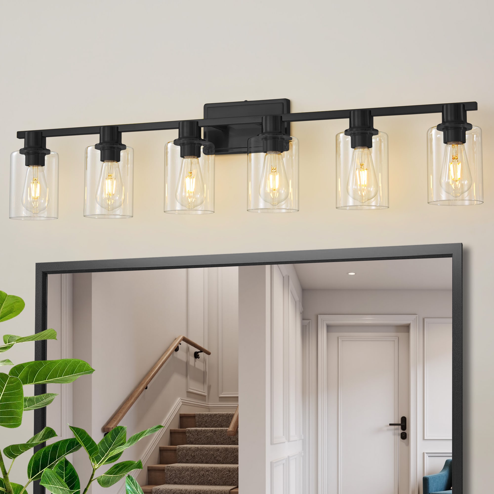 POWLIG L-1700-6H Vanity light 42.7-in 6 -Light Brushed Black Modern/contemporary Vanity light