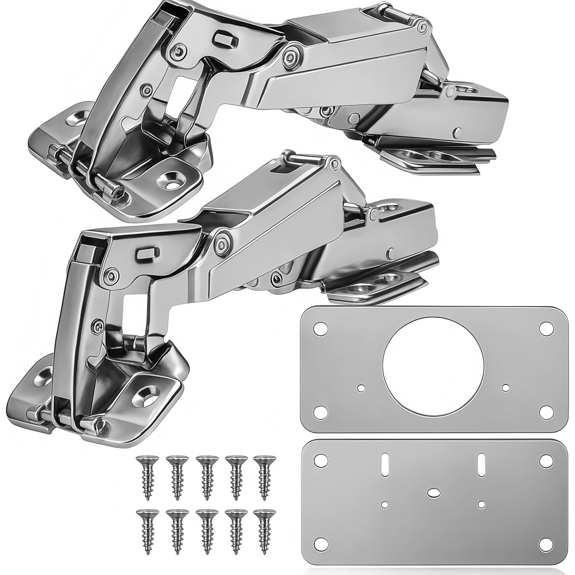 Wudkey 175 Degree Corner Cabinet Hinge Bifold 2Pcs with 4Pcs Repair Plate
