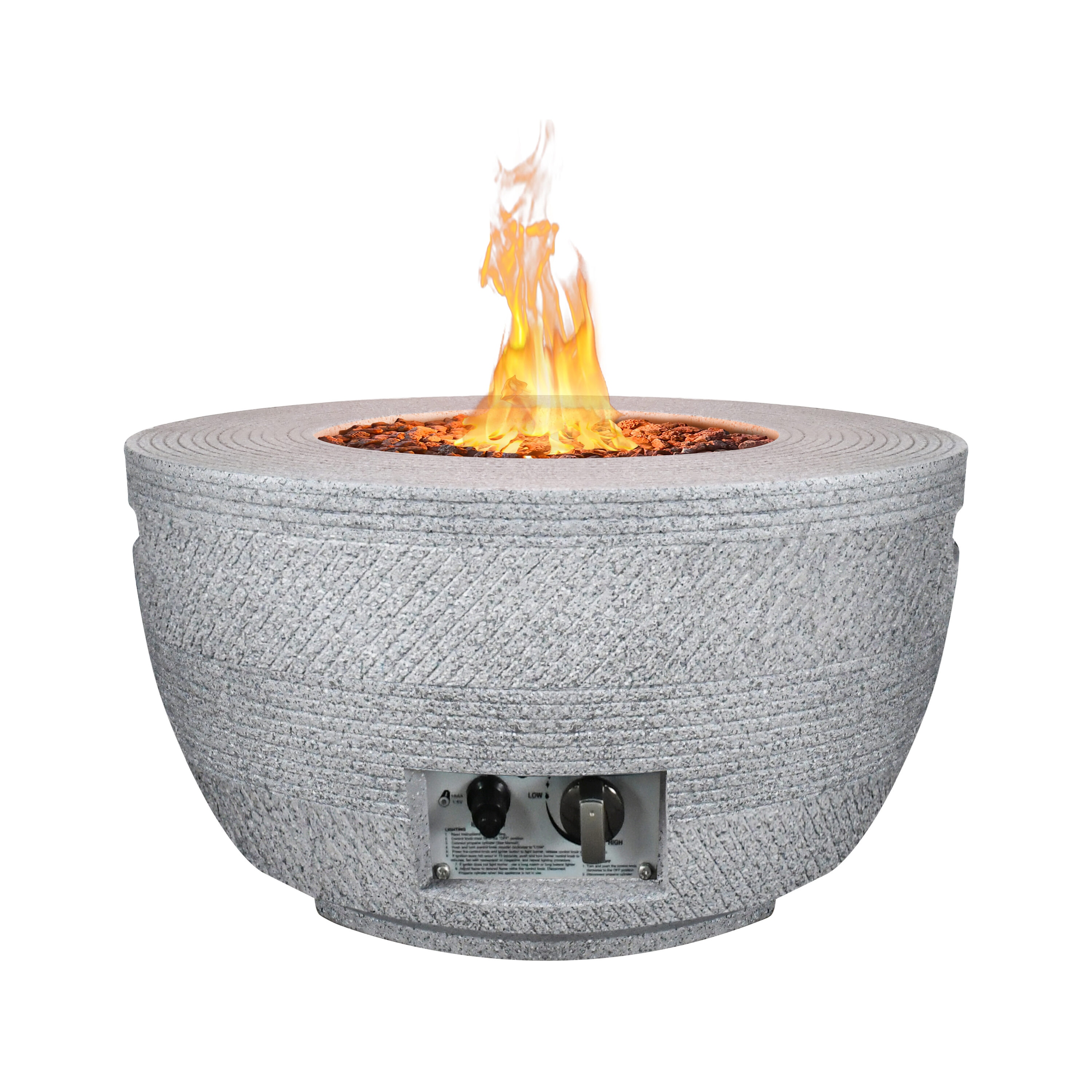 KANTE BTW01-C91956 25-in W Grigio Portable Concrete Round Liquid propane Fire pit