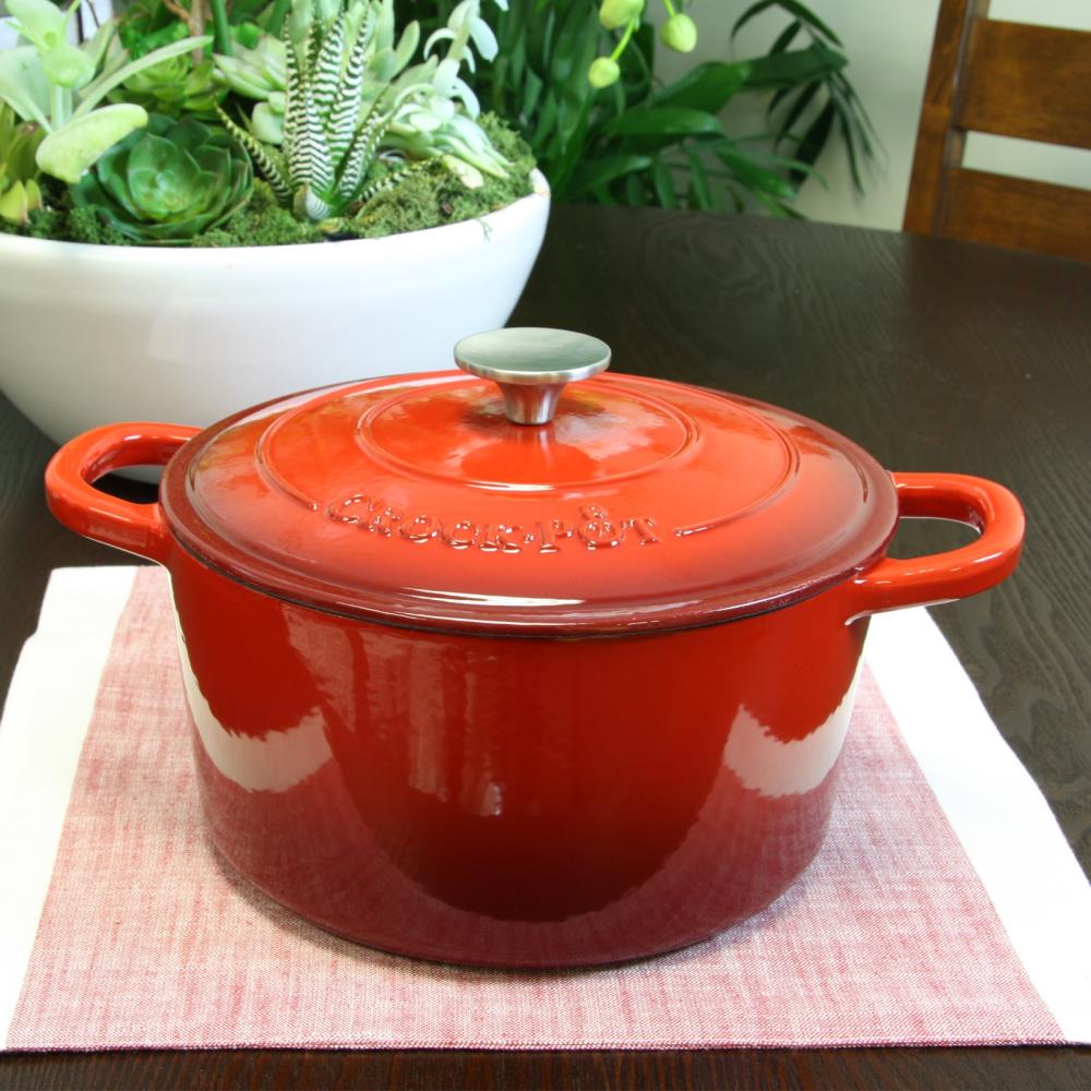 Crock Pot Artisan 7 qt Enameled Cast Iron Oval Dutch Oven in Scarlet Red