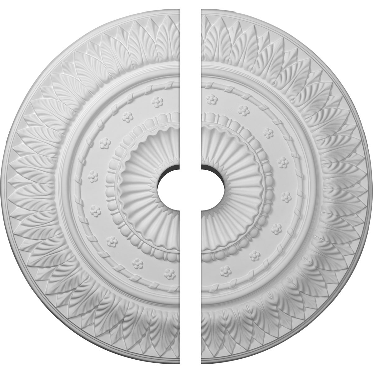 Ekena Millwork CM26CS2-03500 Christopher 26.625-in W x 26.625-in L Architectural White Polyurethane Split Ceiling Medallion