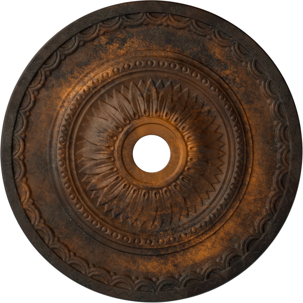 Ekena Millwork CM29SFRUS Sunflower 29.5-in W x 29.5-in L Painted Rust Polyurethane Whole Ceiling Medallion