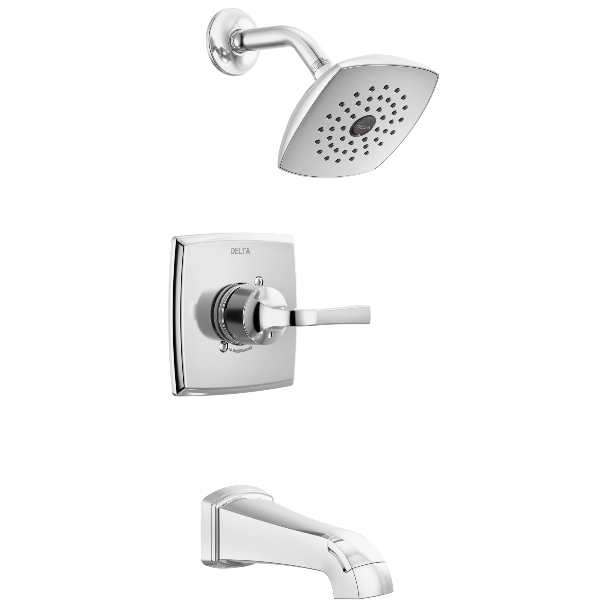 Delta 144854 Knoxville Chrome 1-handle Single function 5.25-in Square Bathtub and shower Faucet with Valve