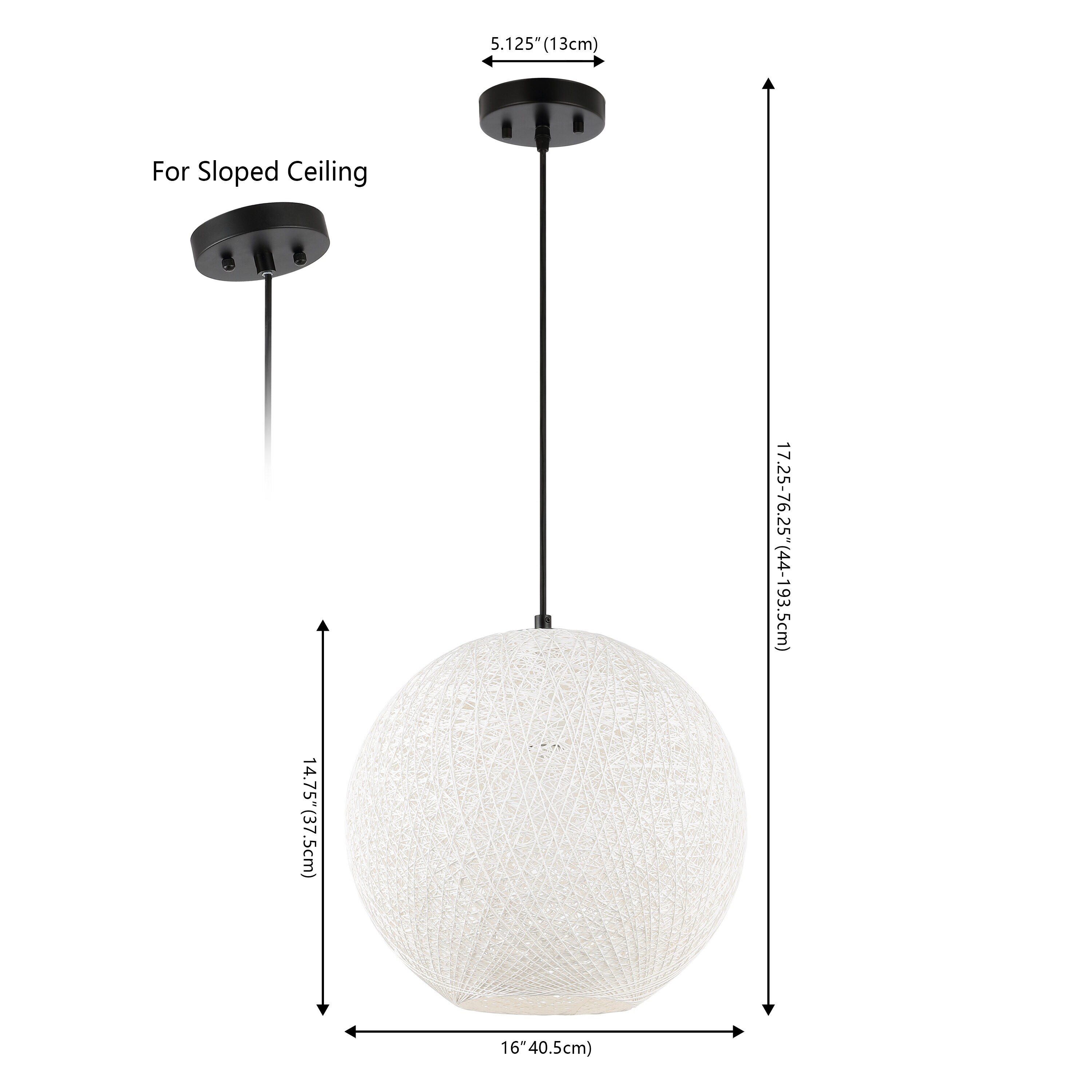 Lacey 16" White Bohemian Globe LED Pendant Light