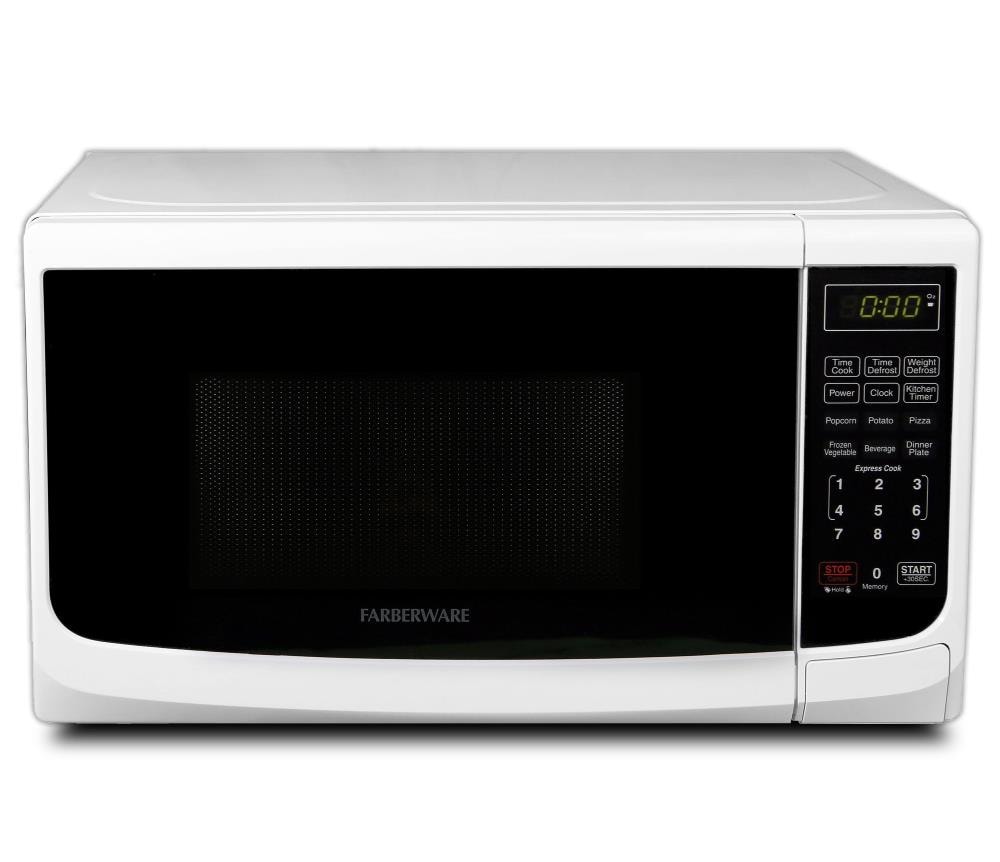 Microwave Oven Countertop 0.7 Cu Ft LED Display 10 Power Levels Compact  White