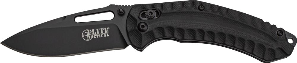 Elite Tactical ET-FDR008BKCS 3.25-in Carbon Steel Drop Point Pocket Knife