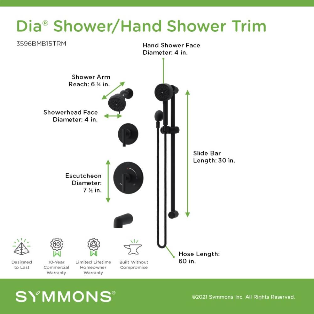 Symmons 3596BMB15TRM Tub-Shower-Faucets - View #2