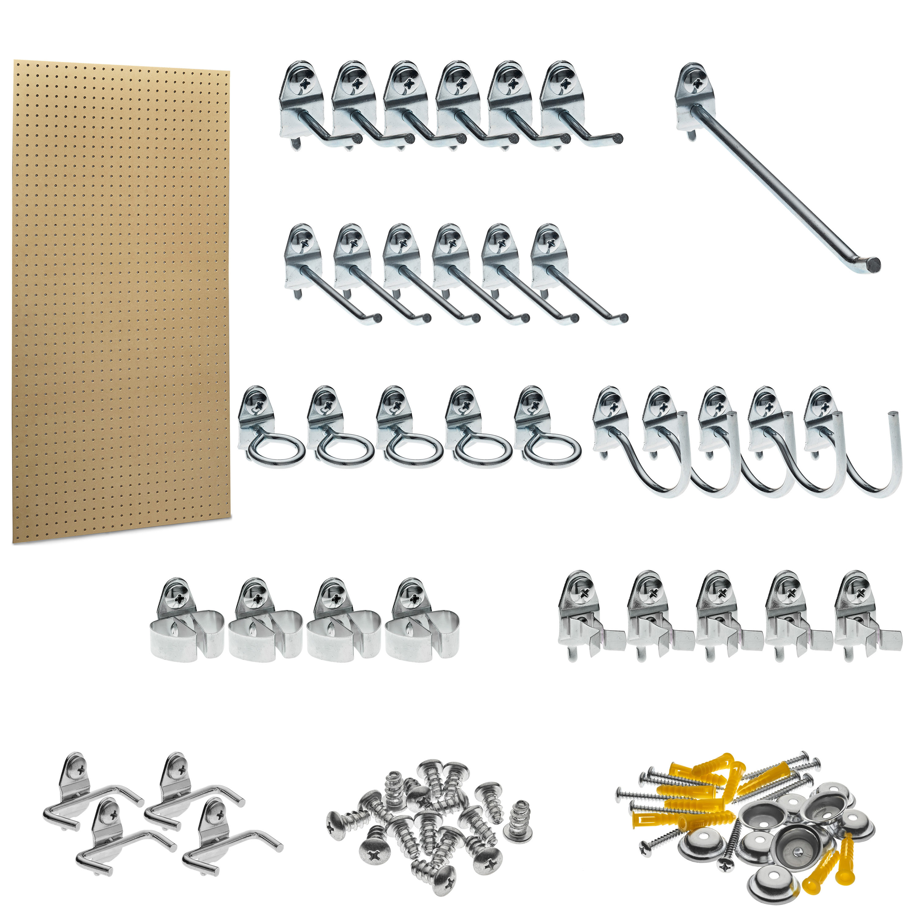 Triton Products TPB-36NH-KIT 37 -Piece Hardboard Pegboard kit in Brown 24-in W x 48-in H