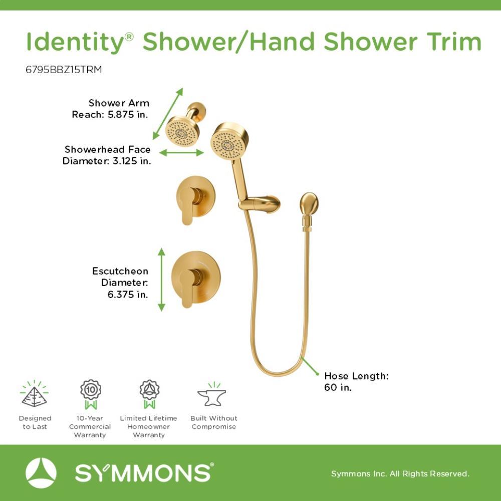 Symmons 6795BBZ15TRM Showerhead-Bar-Panels - View #2