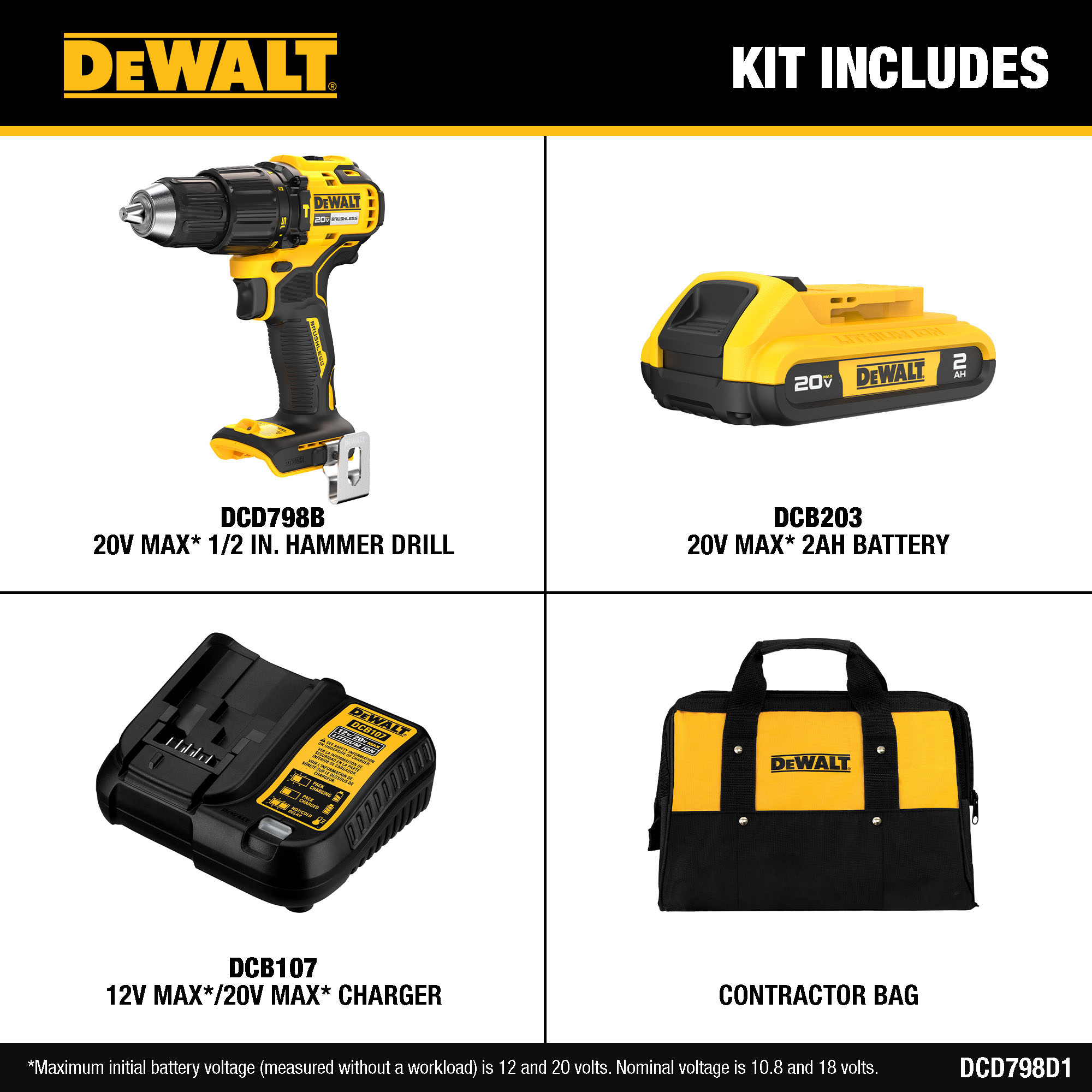 DEWALT 1/2-in 20-volt Max Variable Speed Brushless Cordless Hammer Drill (1-Battery Included) DCD798D1 Sansujyuku sansujyuku.com