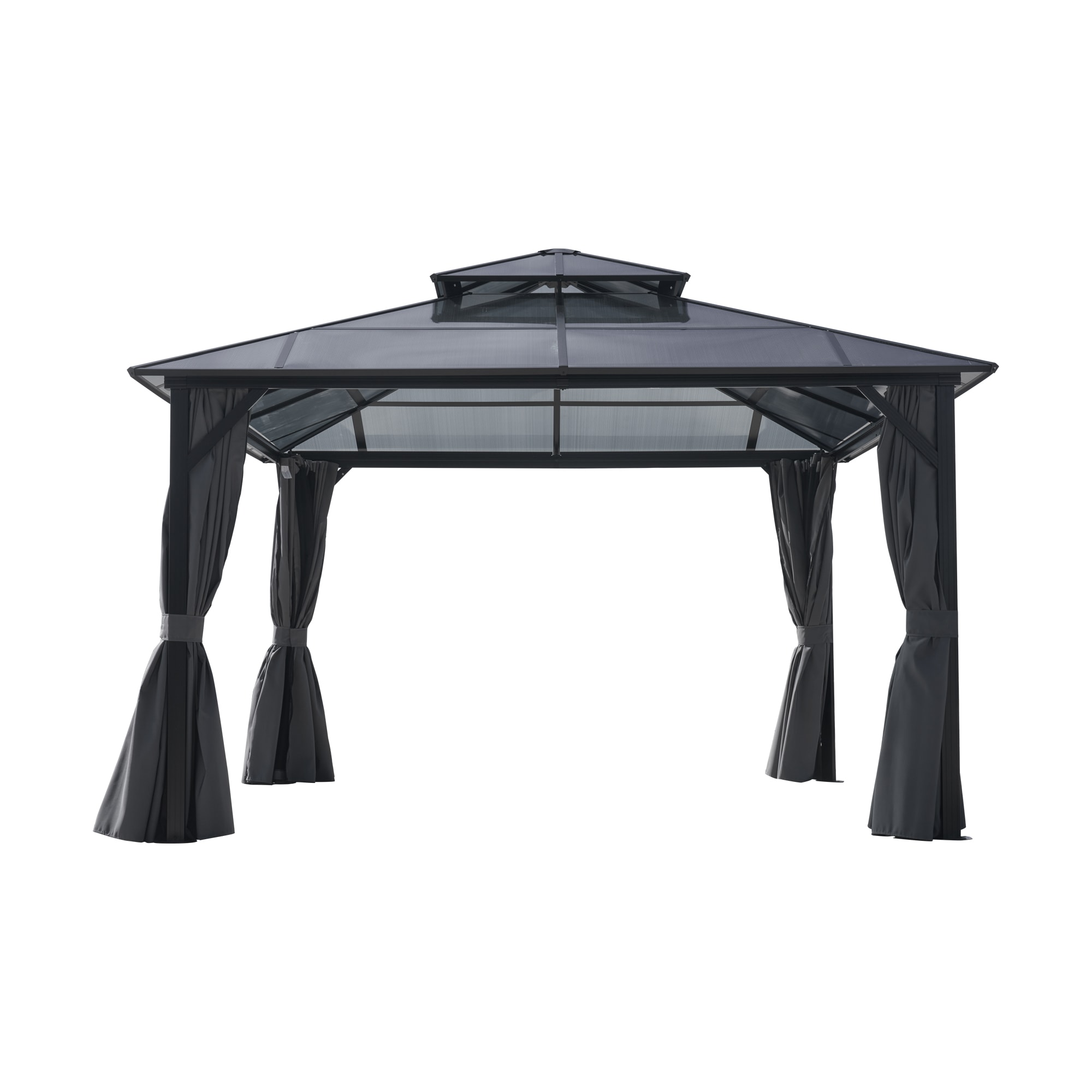 Decksplore BSSGPJ211003 10.79-ft x 12.76-ft 1216 Gazebo Gray Gazebo with Hardtop Roof (Screen Included)