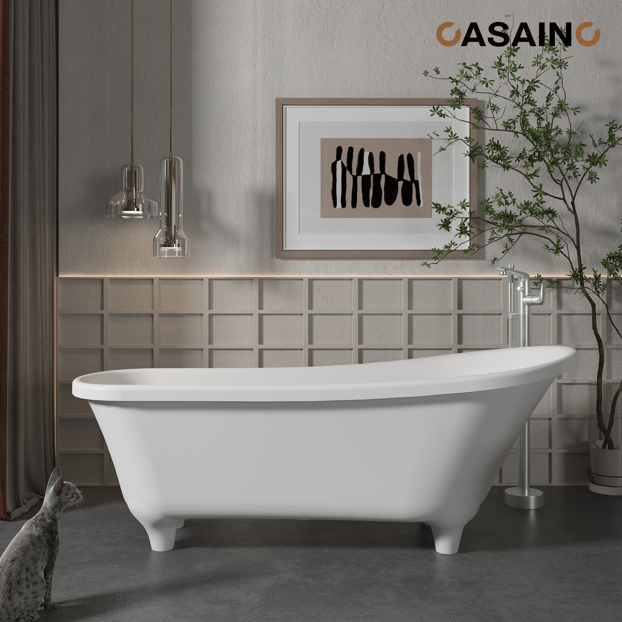 Brushed Nickel Freestanding Bathtub Faucet with Handshower