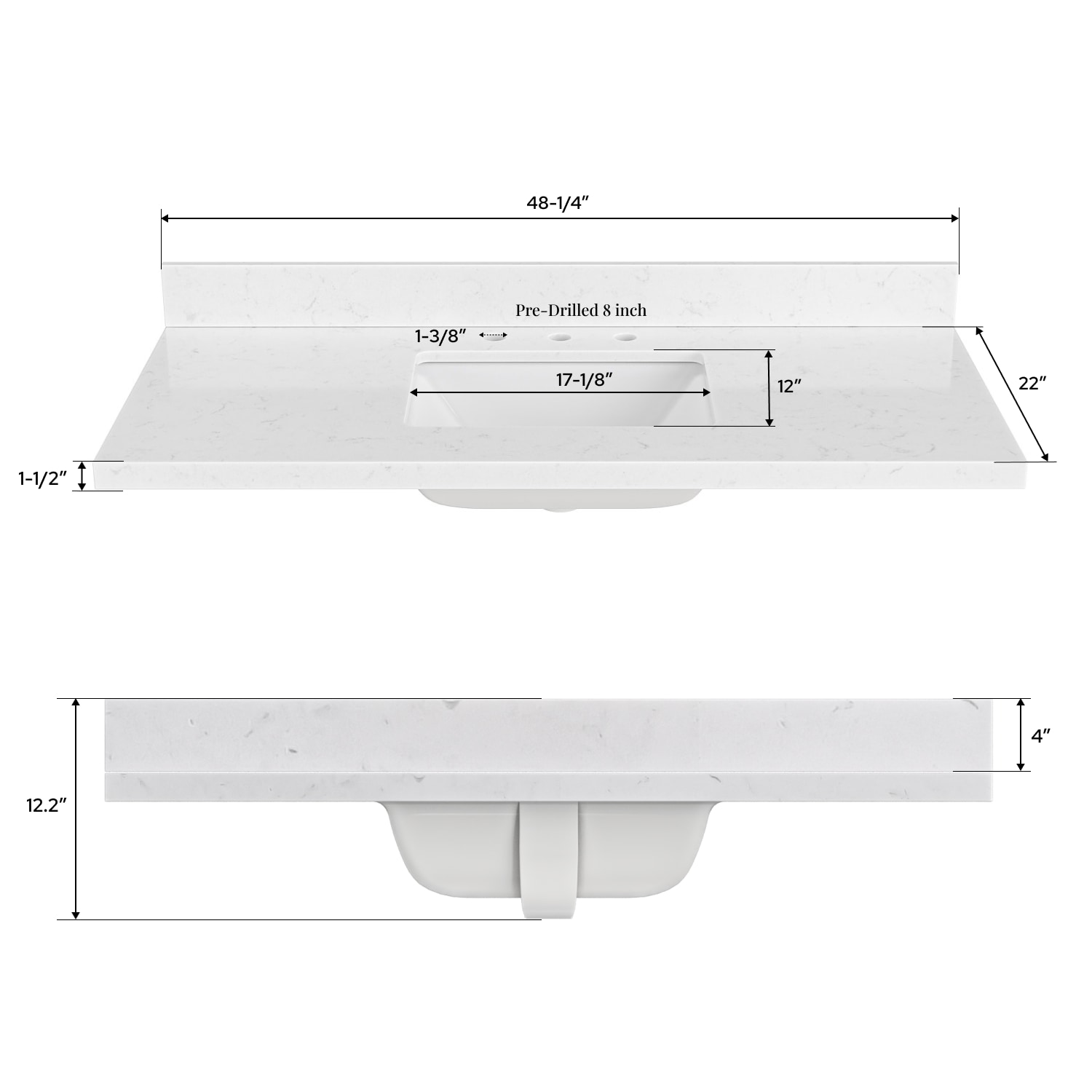 ARIEL CQ-48-CT-RS Vanity-Tops - View #6