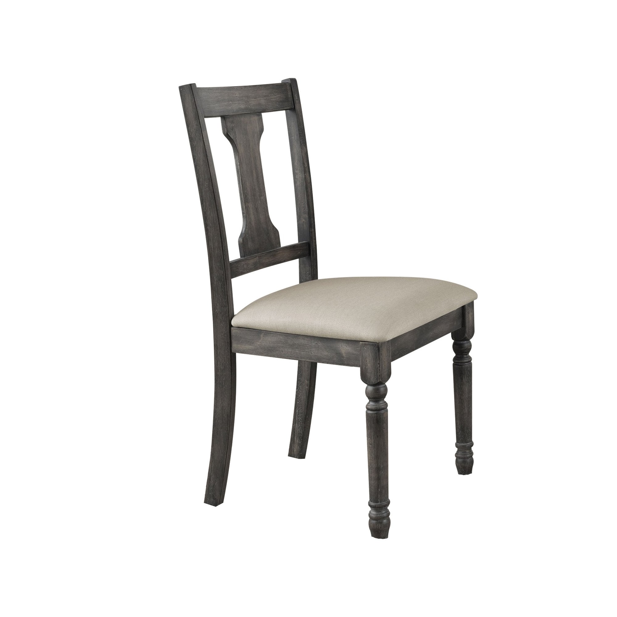 Benzara BM194432 Set of 2 Traditional Linen Upholstered Side Chair (Wood Frame)