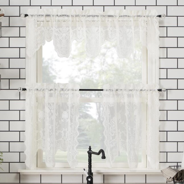 No. 918 36-in Ivory Lace Sheer Rod Pocket Single Curtain Panel at Lowes.com