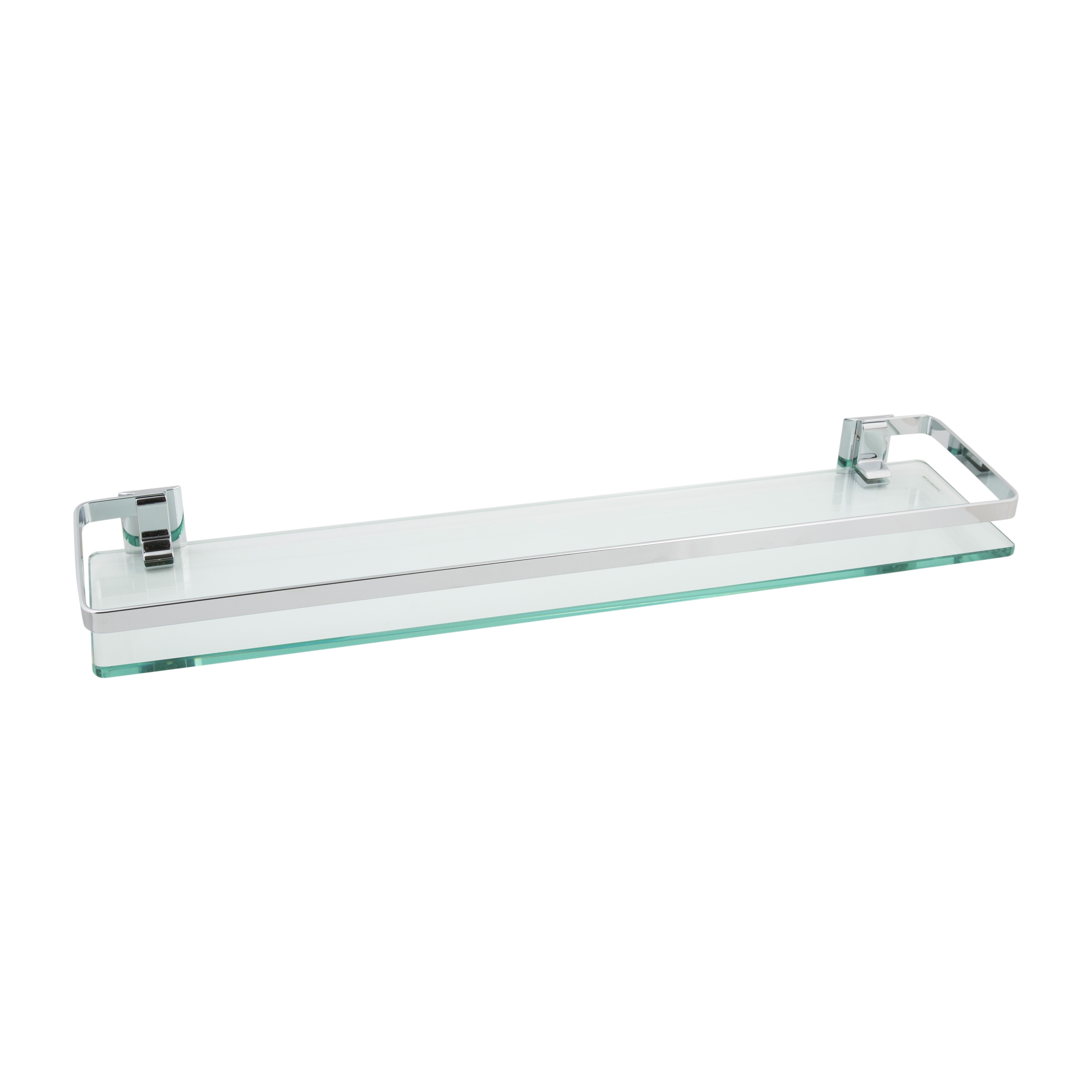 Floating Wall Mount Tempered Glass Bathroom Shelf with Brushed Chrome Rail