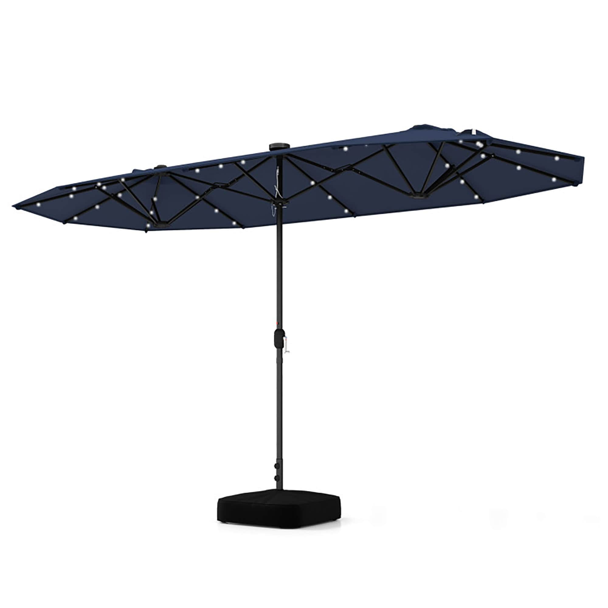 Forclover HYFL-20HS 13-Feet Iron Gray Market Patio Umbrella with Lights and with Base