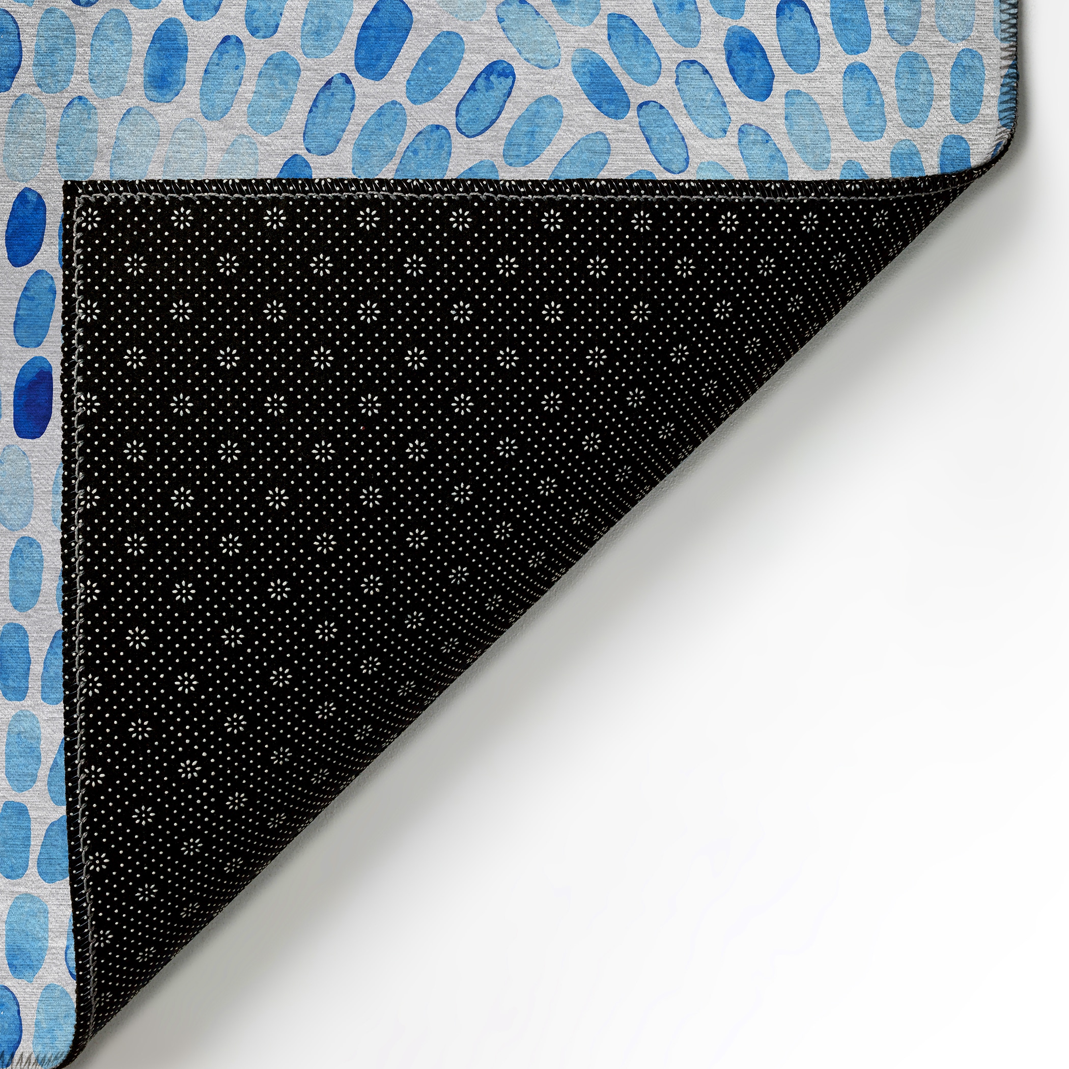 Blue Gradient Chenille Flat Woven Rectangular Rug 3' x 5'