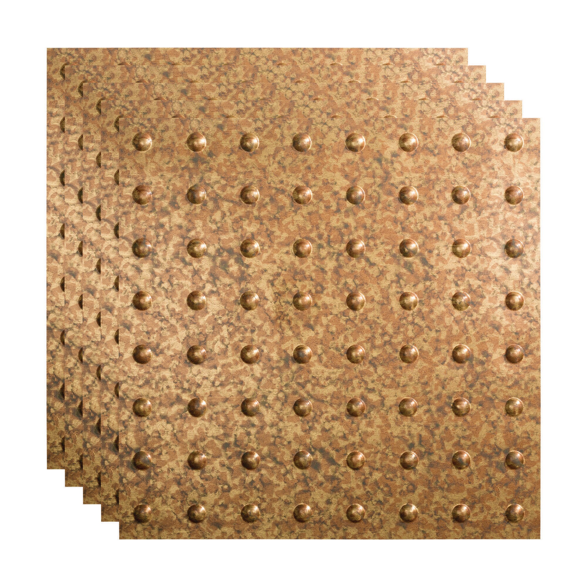 Fasade PL6319 2-ft x 2-ft Dome Cracked Copper PVC Drop Ceiling Tile ( 5 -Pack, 20-Sq. Feet / Case )