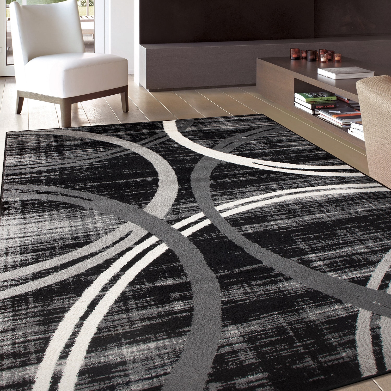 World Rug Gallery 8 X 10 (ft) Black Indoor Geometric Area Rug in the ...