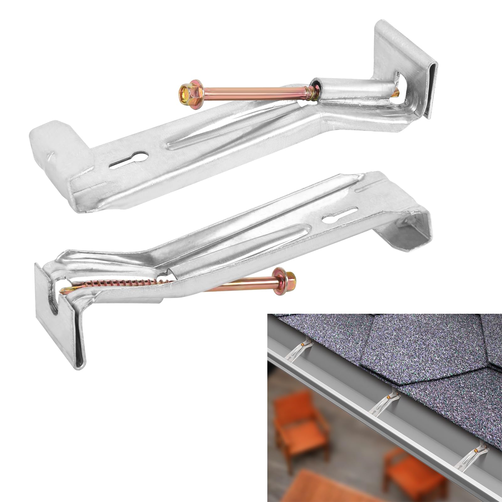 Phewnyzo  100 Pack Heavy Duty Hidden Gutter Hangers for K Style Aluminum Gutters with Reinforced Design and Easy Installation