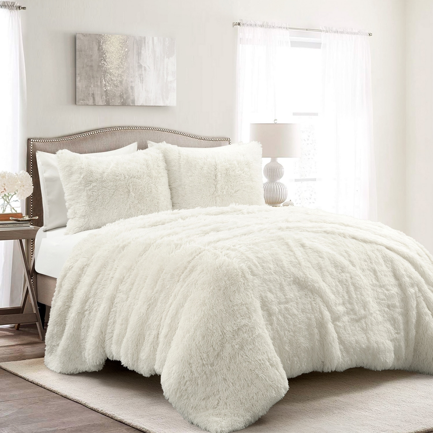 Lush Decor 21T011028 Ivory Solid Full/Queen Comforter